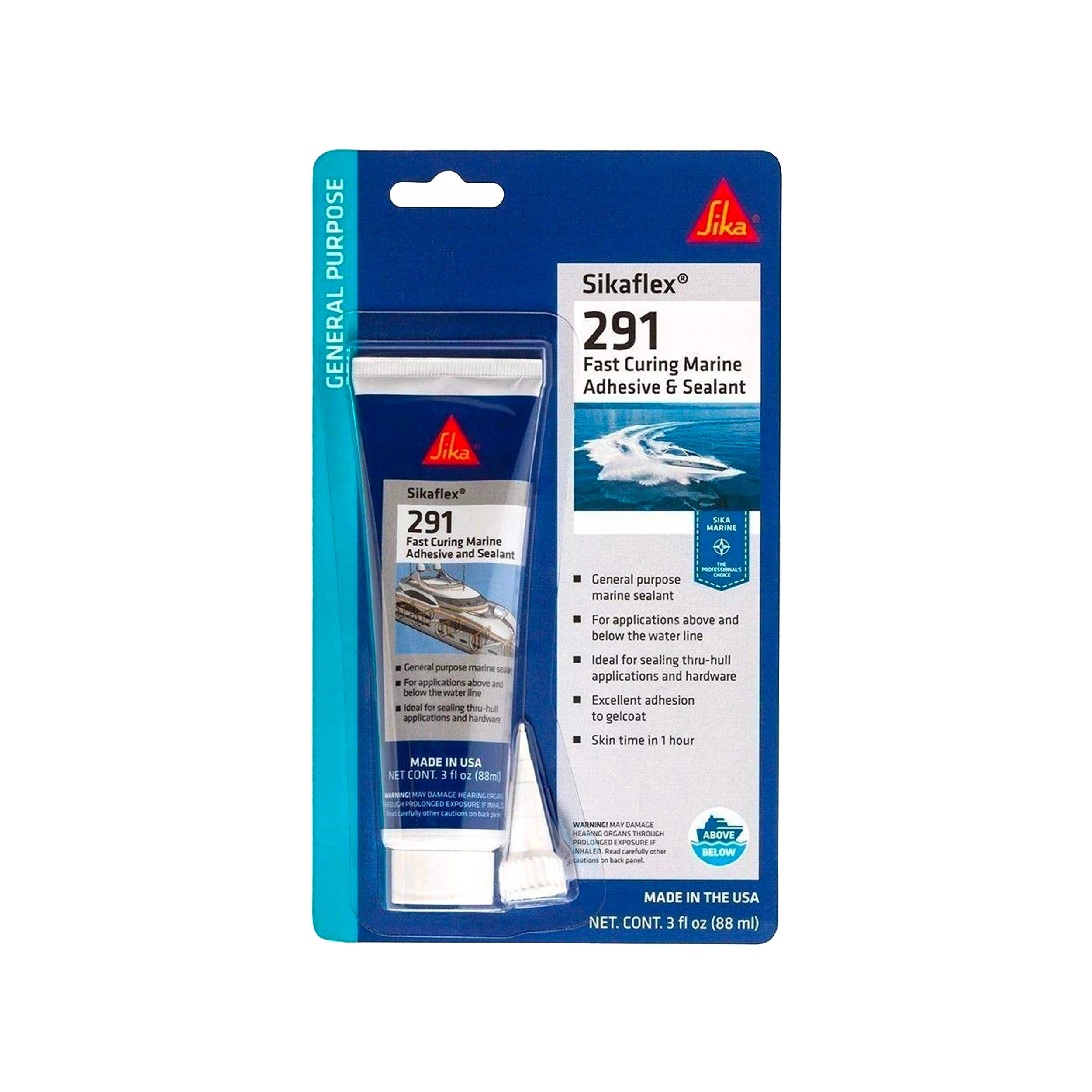 Multifunctional Sikaflex-291 Adhesive & Sealant - White for Boats - Marine Use - Resists Weathering and Aging - 3 fl. oz. Tube