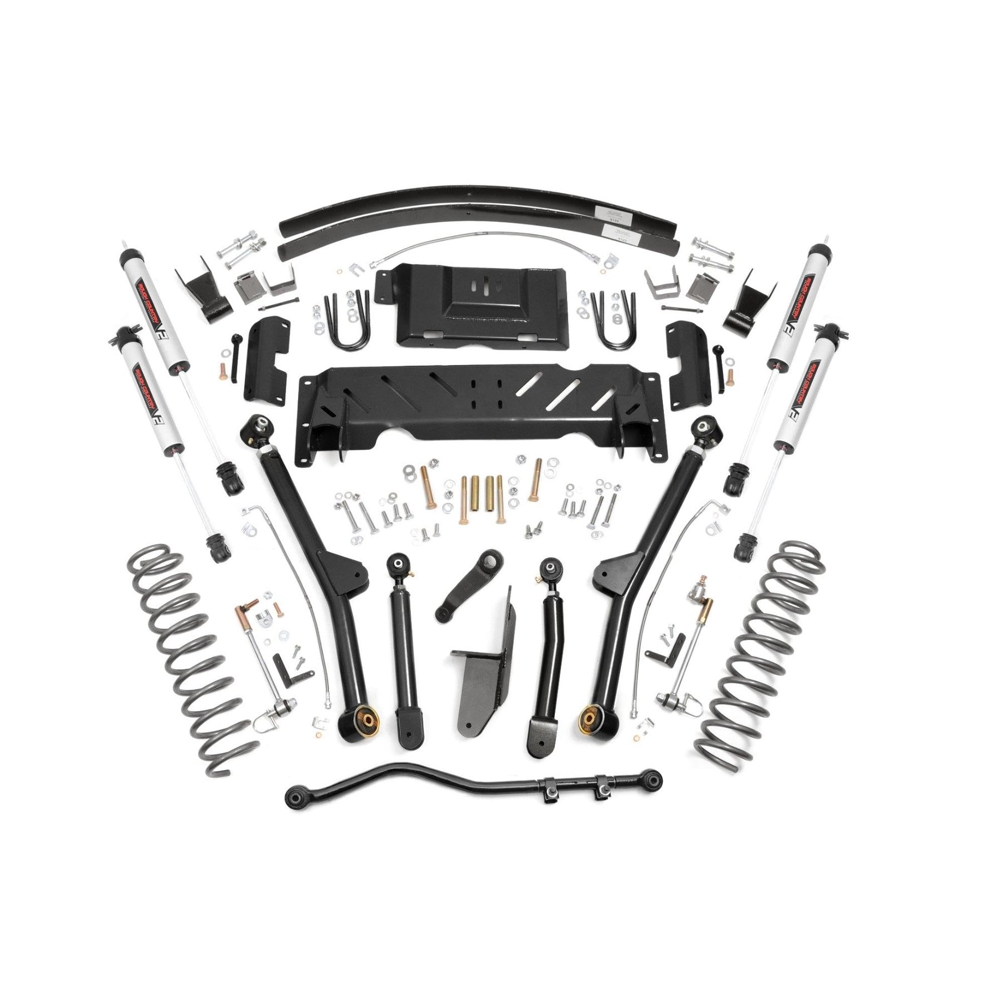 4.5" Rough Country Lift Kit w/ V2 Shocks, Add-A-Leaf Springs & Adjustable Control Arms for Jeep Cherokee XJ (1984-2001) 2.5L/4.0L w/ NP242 Transfer Case