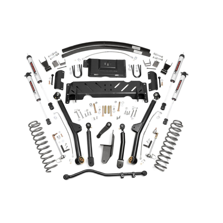 4.5" Rough Country Lift Kit w/ V2 Shocks, Add-A-Leaf Springs & Adjustable Control Arms for Jeep Cherokee XJ (1984-2001) 2.5L/4.0L w/ NP242 Transfer Case