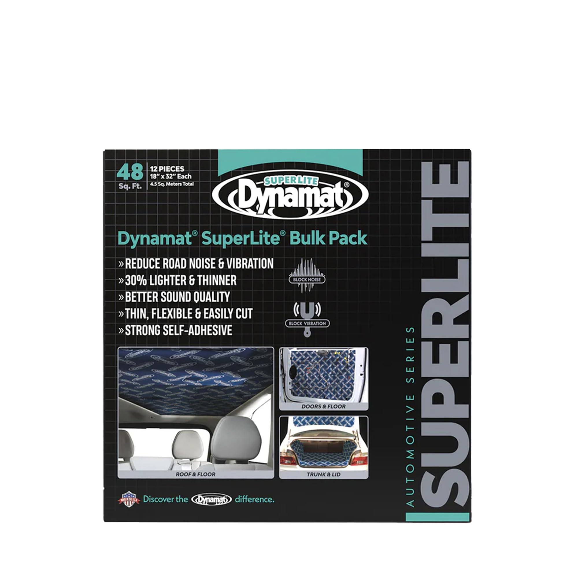 Dynamat 10648 Self-Adhesive Sound Deadener 18" x 32" with Superlite Bulk Pack, (Set of 12) – Made in USA