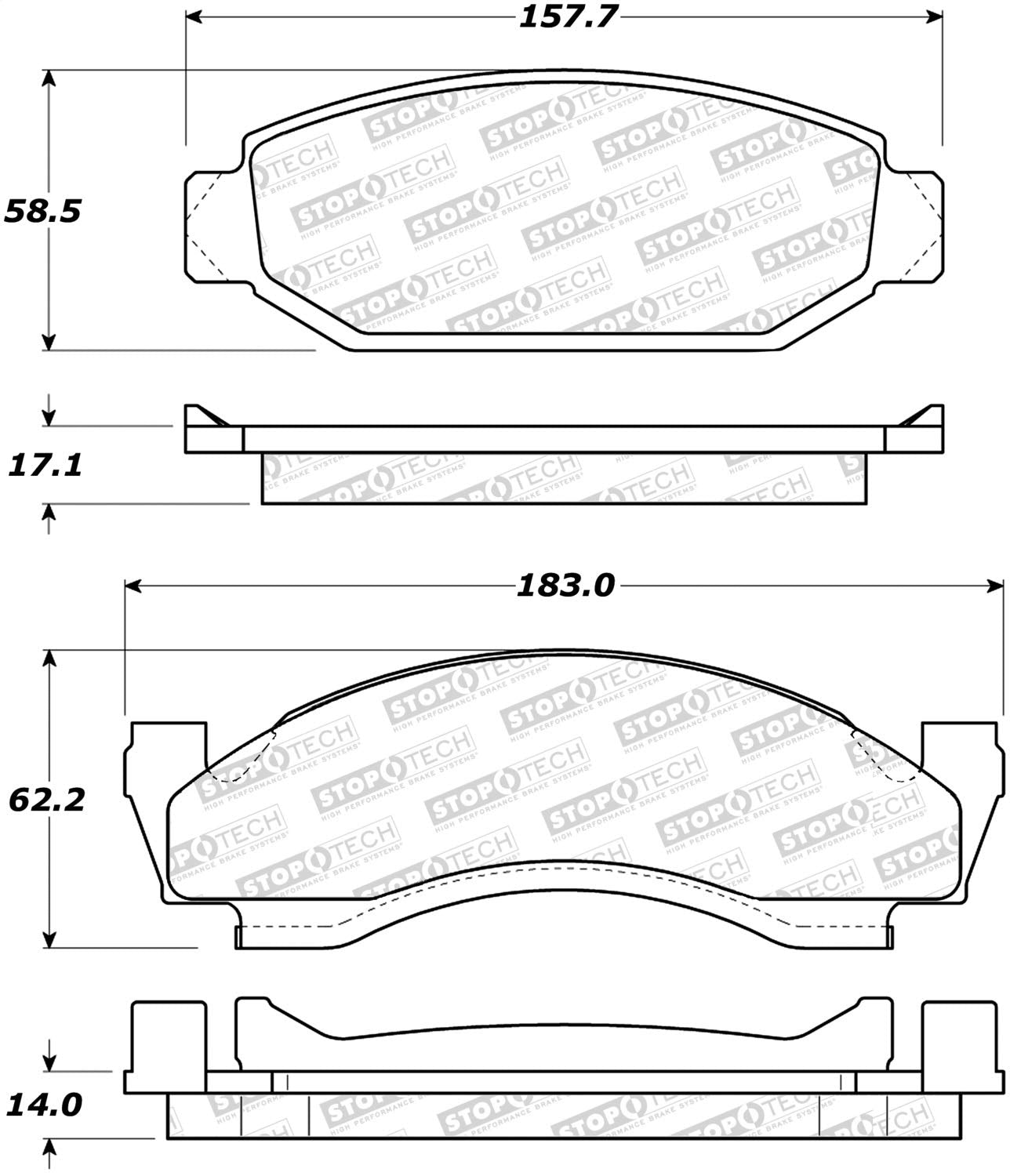 Front, Rear StopTech 308.00501 Brake Pads with Shims