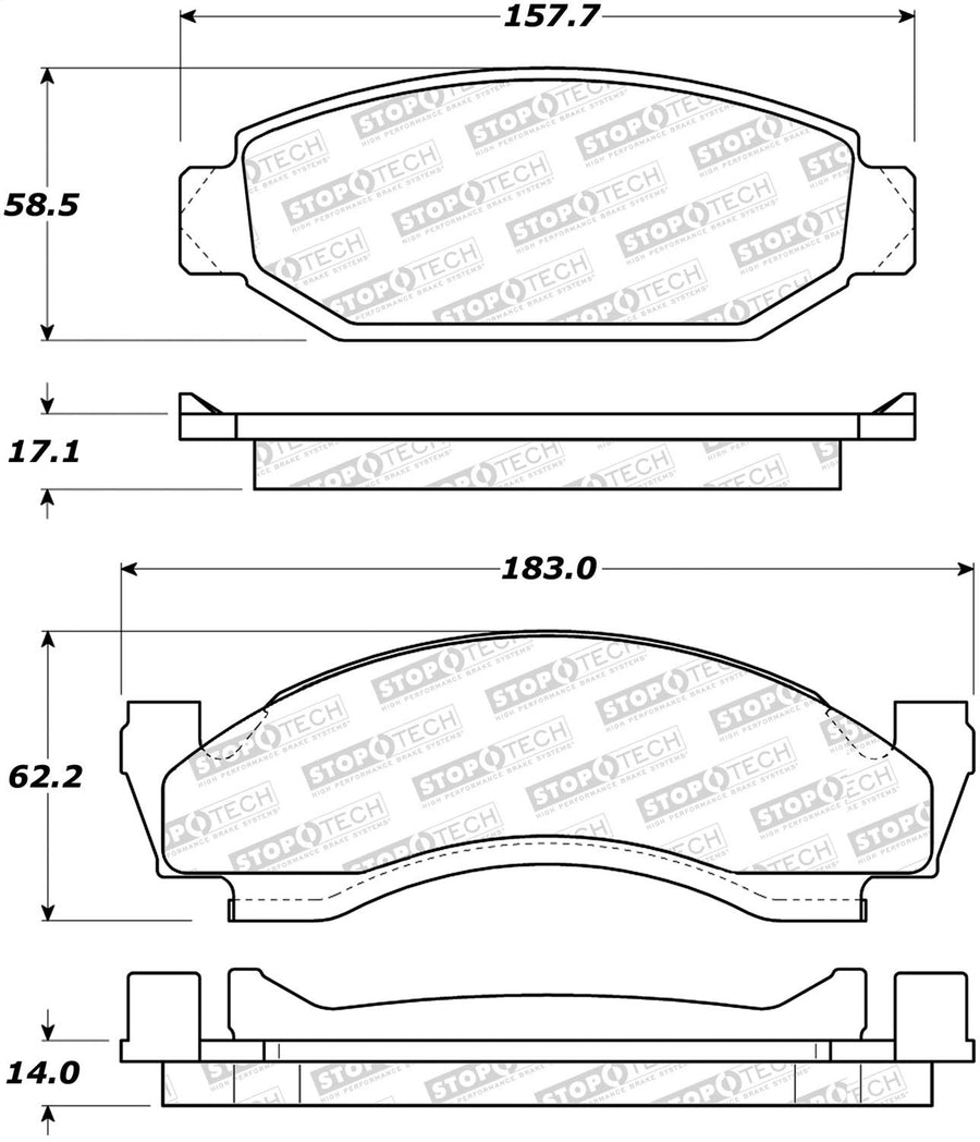 Front, Rear StopTech 308.00501 Brake Pads with Shims