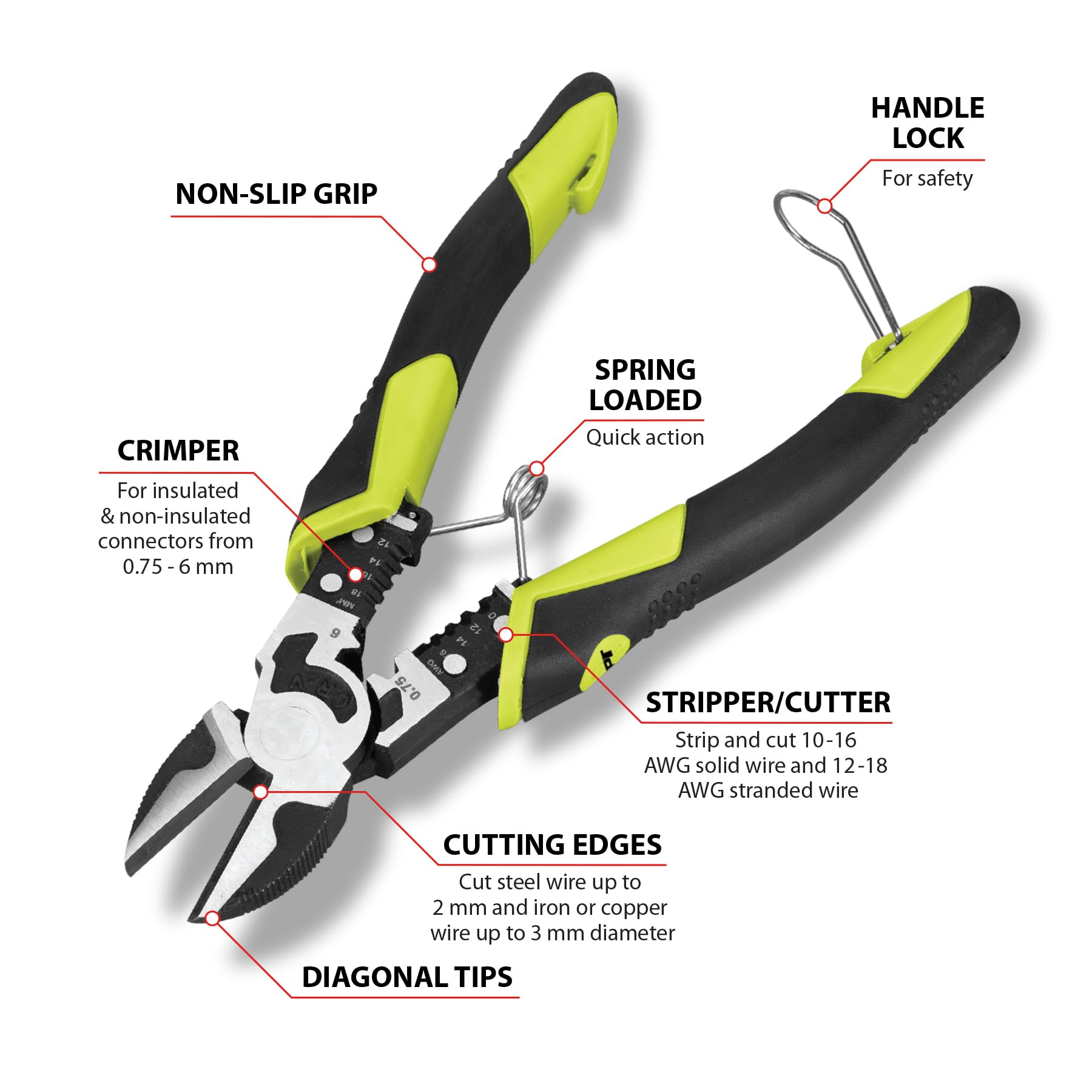 7-1/2" Performance Tool Multifunction Diagonal Pliers W86509