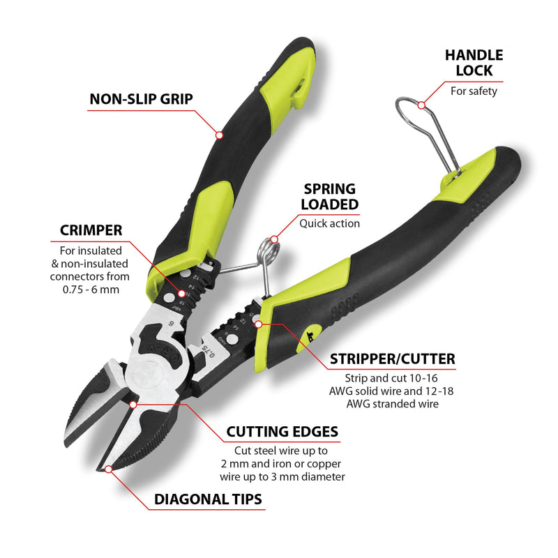 7-1/2" Performance Tool Multifunction Diagonal Pliers W86509
