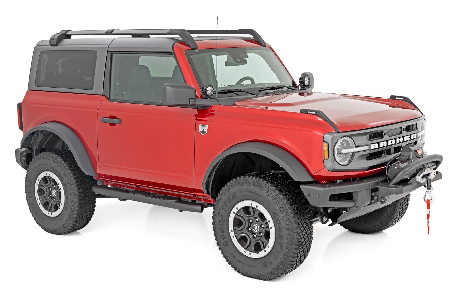 Rough Country Nerf Steps Oval for Ford Bronco 2-Door (2021-2025) - Classic OEM Style Rails with 4.5" Side Steps