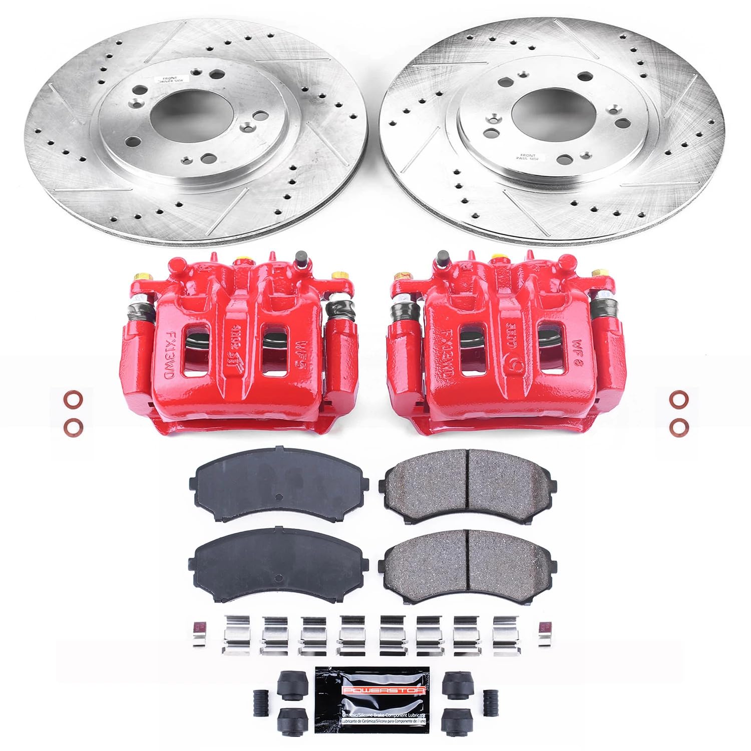 Power Stop Front Z23 Evolution Sport Brake Upgrade Kit KC5258 with Powder Coated Calipers For Mitsubishi Endeavor 2004-2008, Mitsubishi Endeavor 2010-2011 [Model Specific]