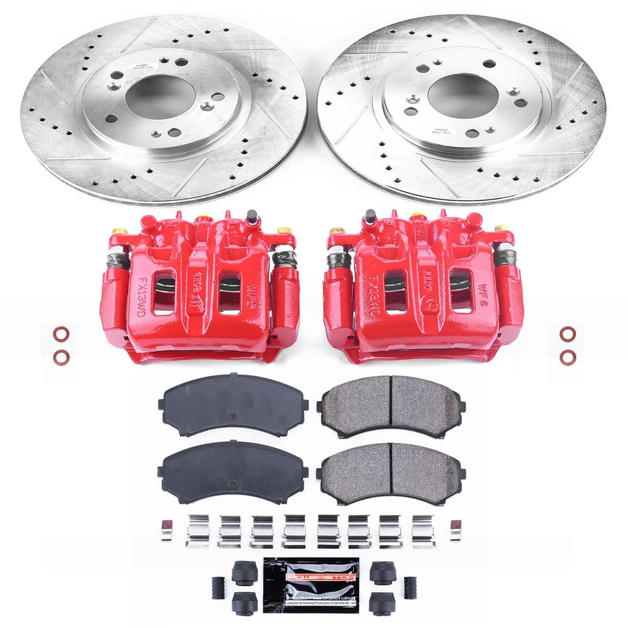 Power Stop Front Z23 Evolution Sport Brake Upgrade Kit KC5258 with Powder Coated Calipers For Mitsubishi Endeavor 2004-2008, Mitsubishi Endeavor 2010-2011 [Model Specific]