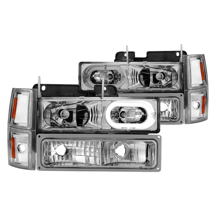 ANZO 88-98 Chevrolet C1500 Crystal Headlights Chrome Housing w/Signal and Side Marker Lights (111508)