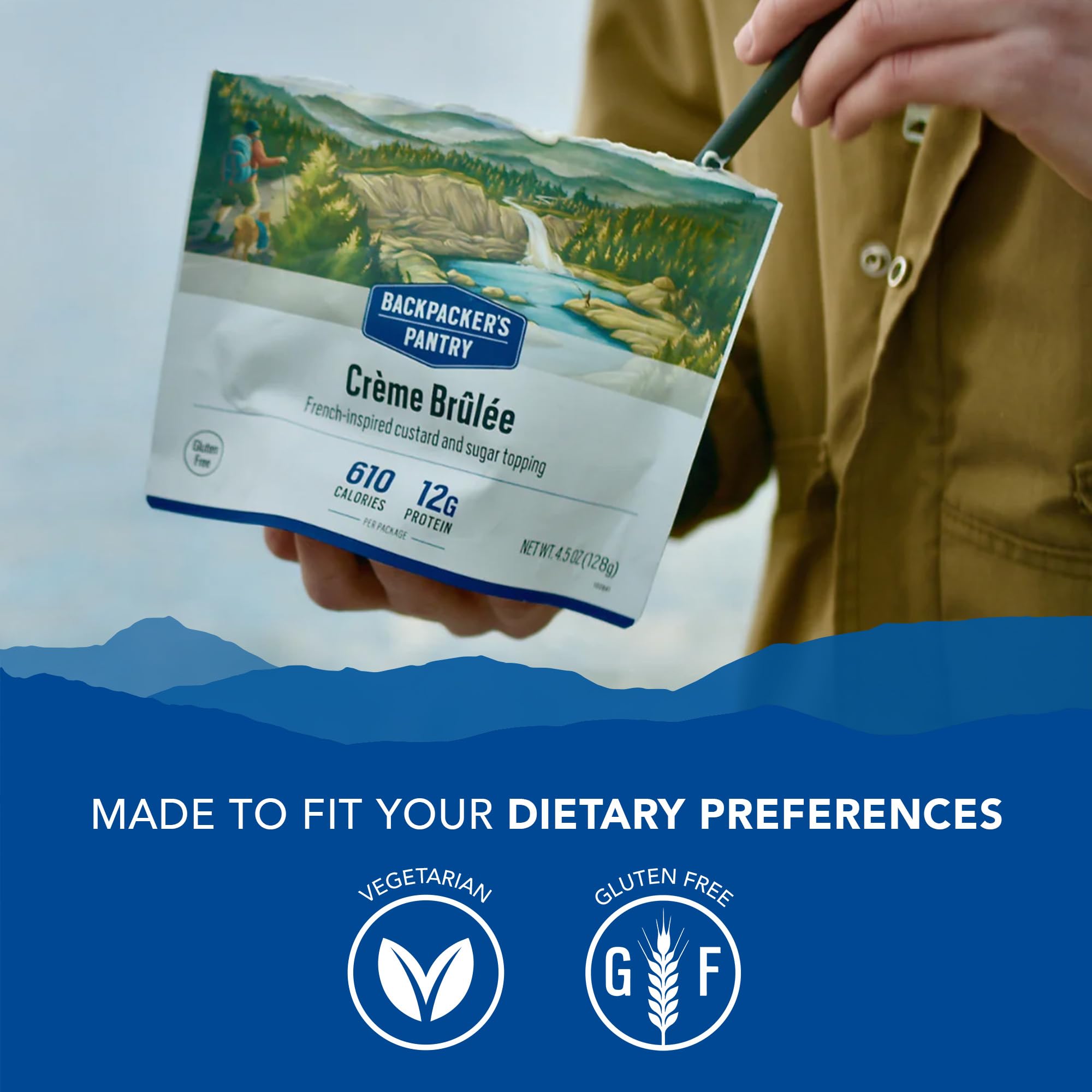 Creme Brulee Backpacker's Pantry - Freeze Dried Camping & Backpacking Food - Emergency Food - 12 Grams of Protein, Vegetarian, Gluten-Free - 1 Count