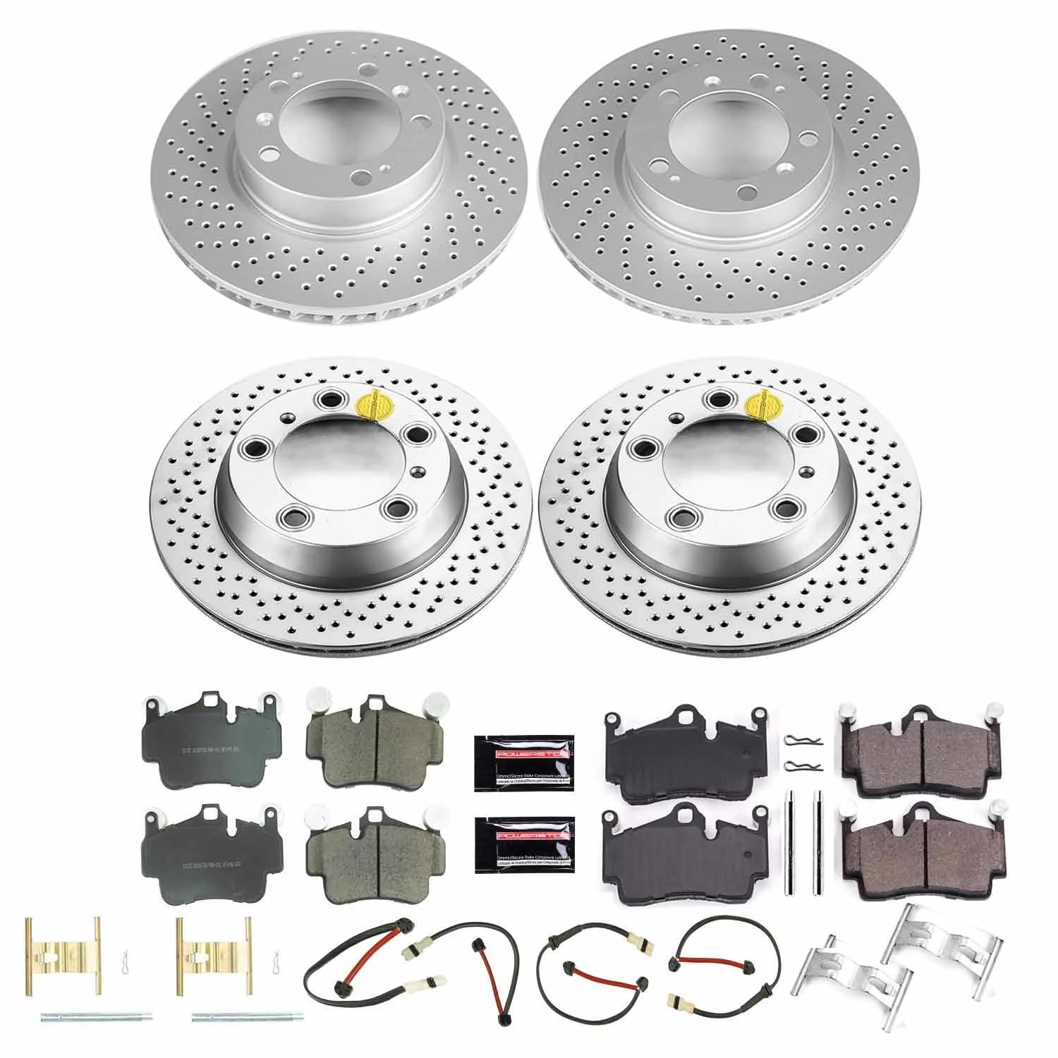 Power Stop Z17 Coated Rotor Kit-CRK6733 Front and Rear Brake Rotors, Ceramic Brake Pads For Porsche Boxster 2009-2012, Porsche Cayman 2009-2012 [Model Specific]
