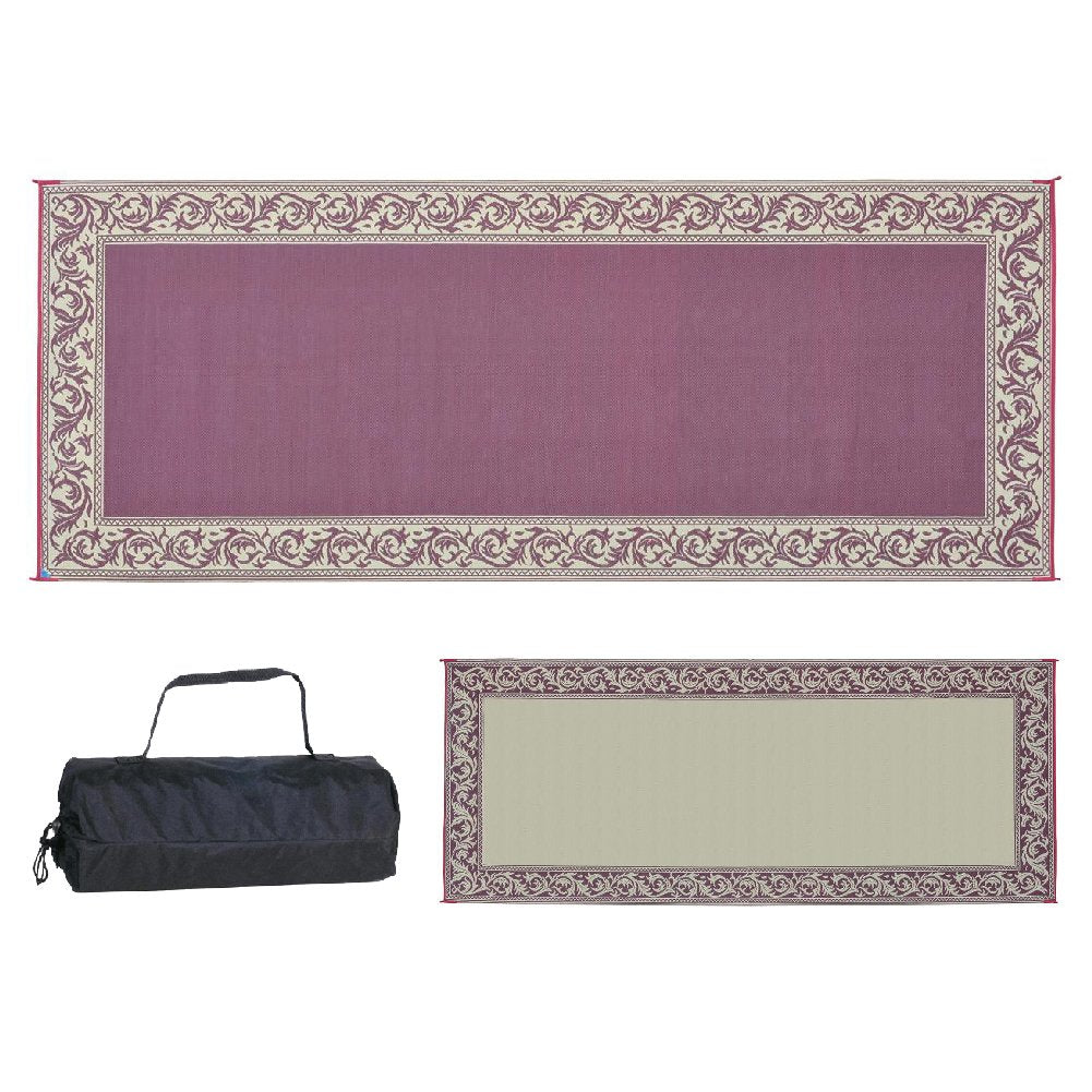 Ming's Mark RC5 Stylish Camping Reversible Classical Patio Mat - 8' x 20', Burgundy/Beige Stylish Camping