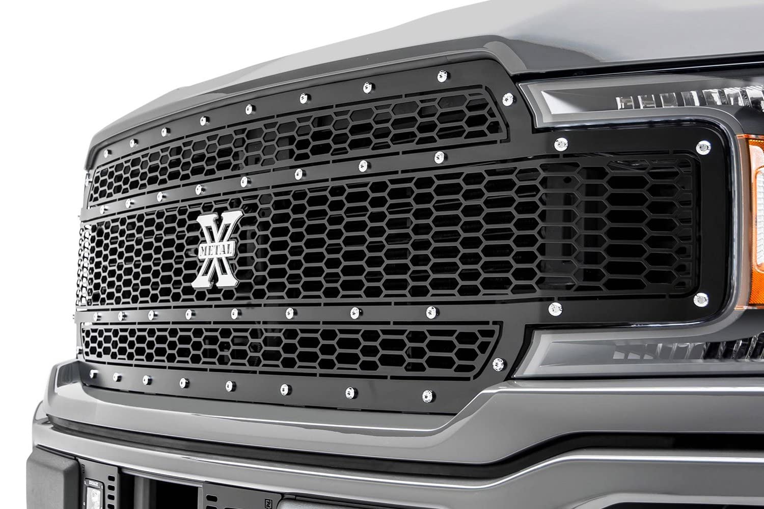 Laser X Grille 2018-2020 F-150, Black, 1 Pc, Replacement, Chrome Studs, Does Not Fit Vehicles with Camera - PN #7715841