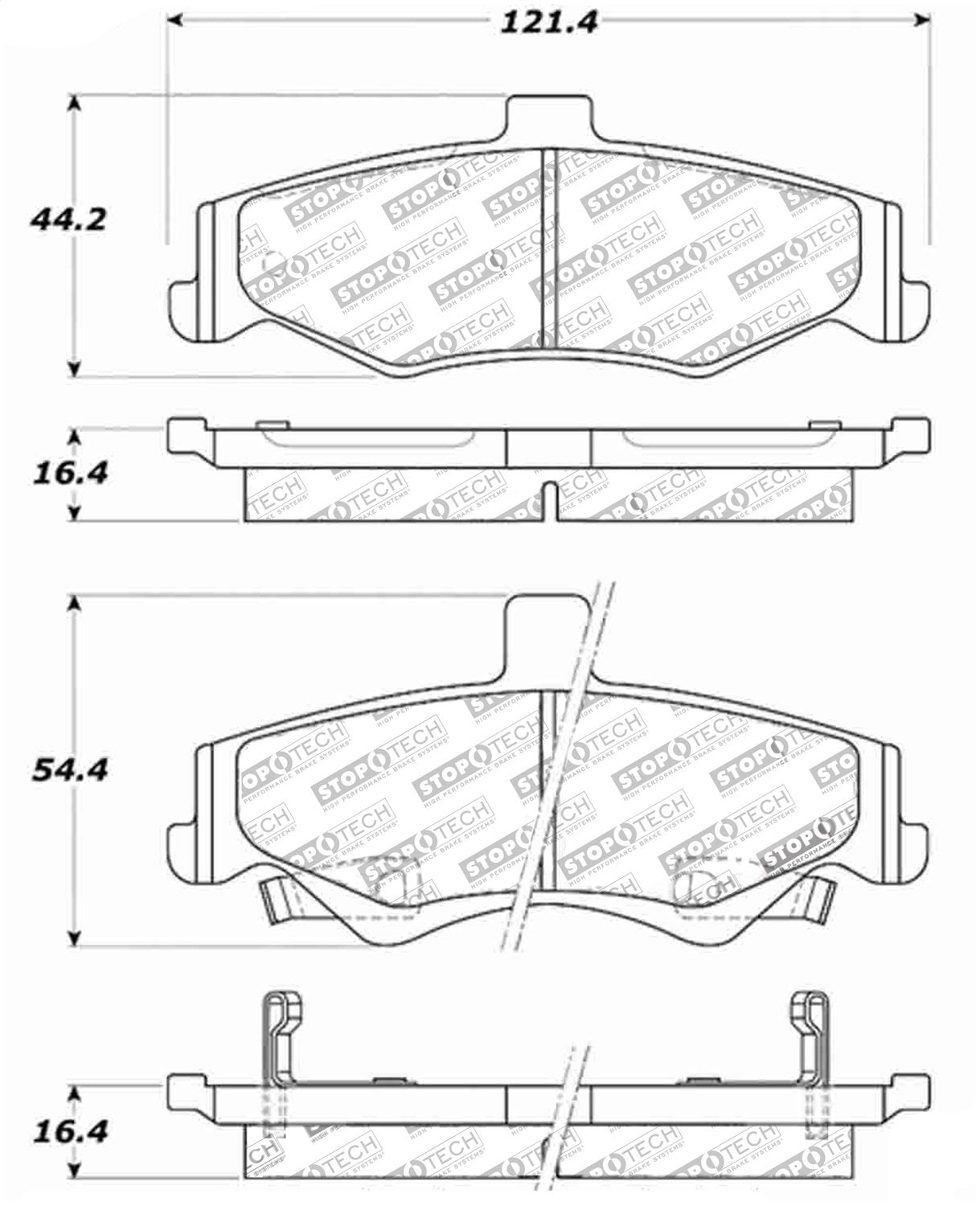 Rear StopTech 308.07500 Brake Pads with Shims and Hardware Street