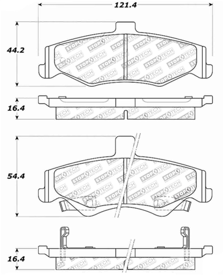 Rear StopTech 308.07500 Brake Pads with Shims and Hardware Street