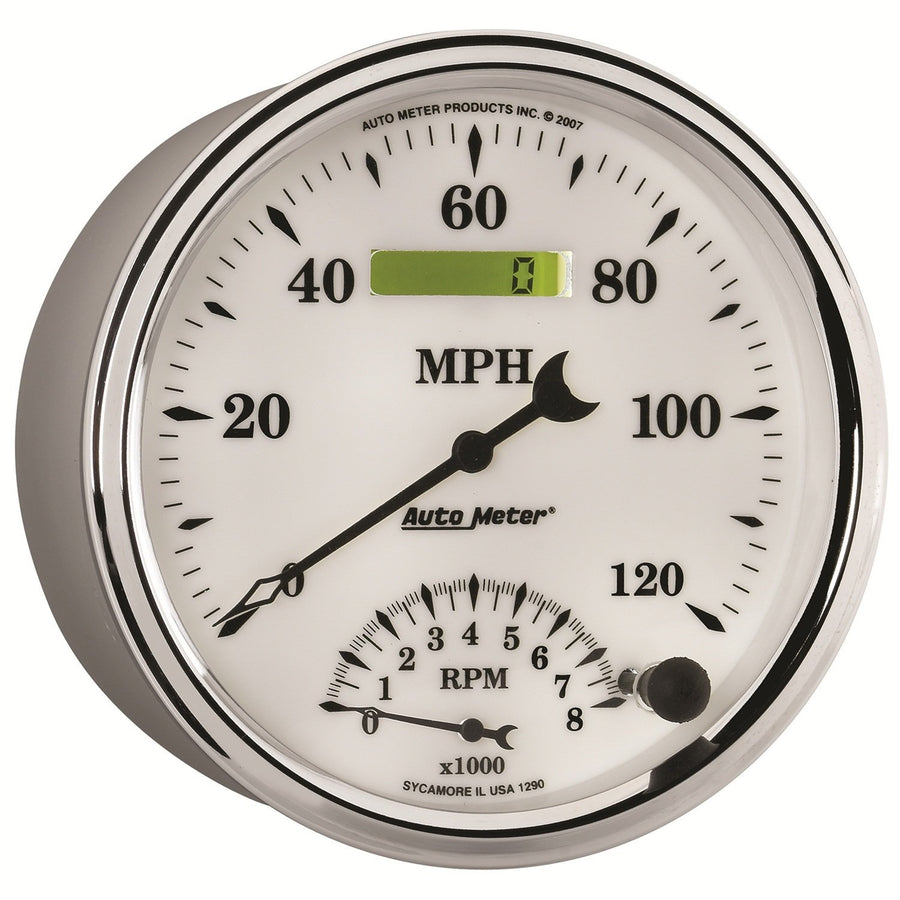 Auto Meter 1290 5" Old Tyme White II 8000 RPM / 120 mph Tachometer/Speedometer Combo Gauge
