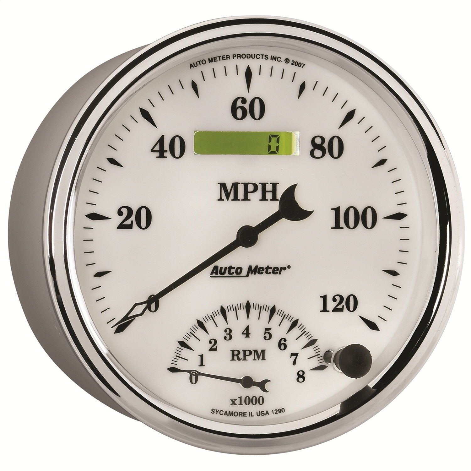 Auto Meter 1290 5" Old Tyme White II 8000 RPM / 120 mph Tachometer/Speedometer Combo Gauge