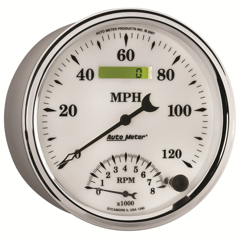Auto Meter 1290 5" Old Tyme White II 8000 RPM / 120 mph Tachometer/Speedometer Combo Gauge