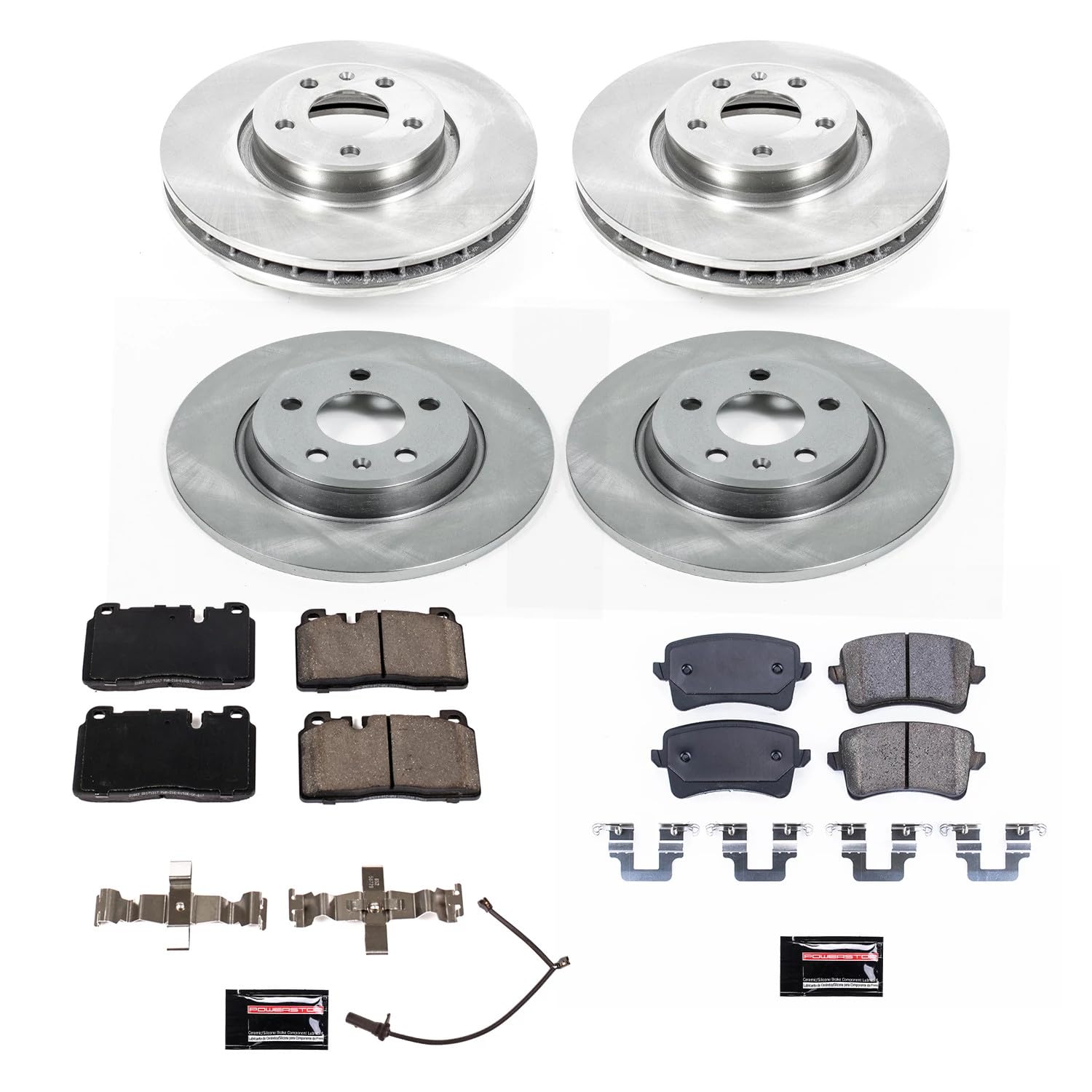 Power Stop KOE7096 Replacement Brake Kit-OE Front and Rear Brake Rotors & Ceramic Pads For Audi Q5 2013 [Model Specific]