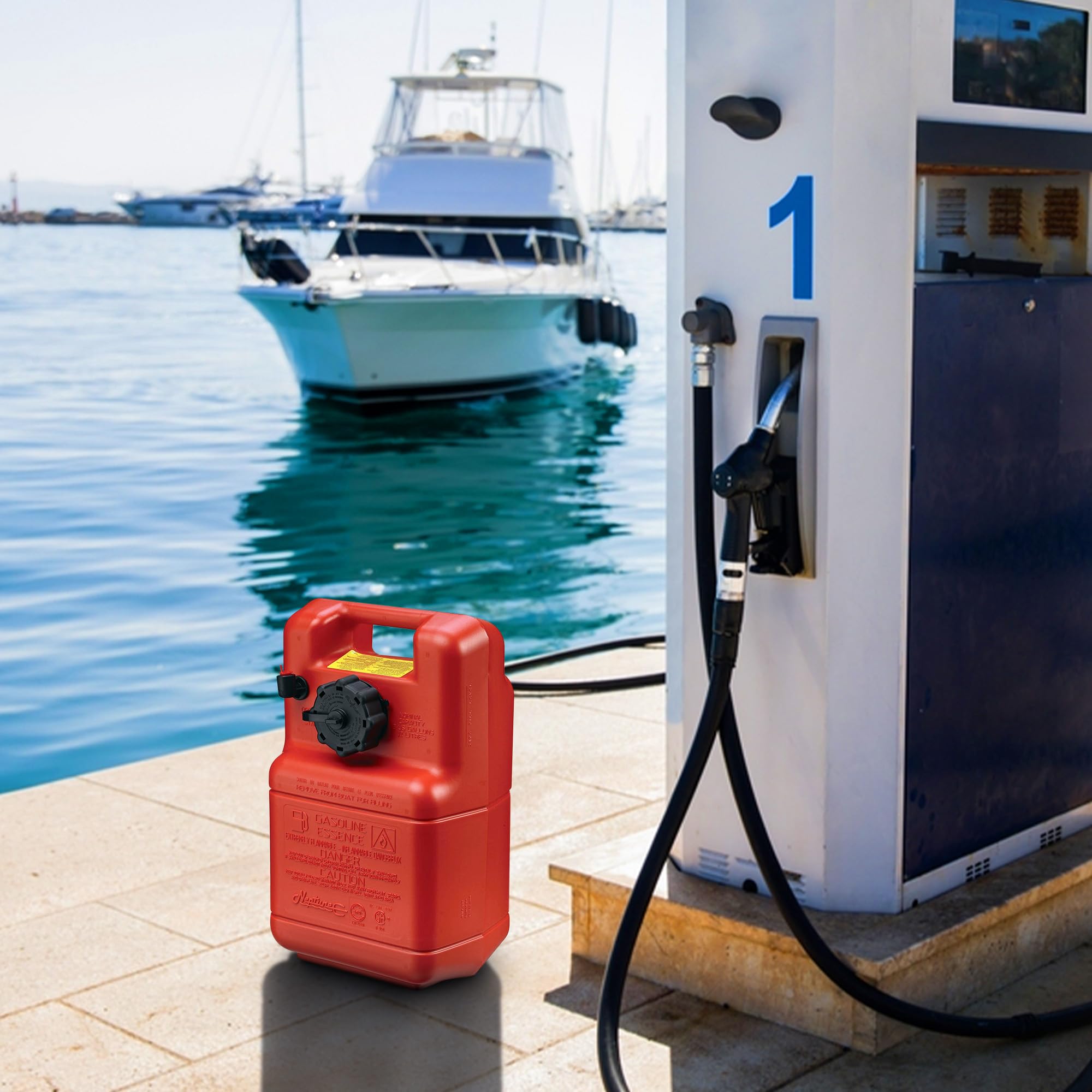 3 Gallon Scepter Portable Marine Gas Can, Boat Fuel Tank, 2-Way Vented Cap, Built-In Fuel Line Pick-Up, Top Handle, EPA & CARB Compliant, Neptune Series, 17.25"L x 11"W x 8.5"H (08590)