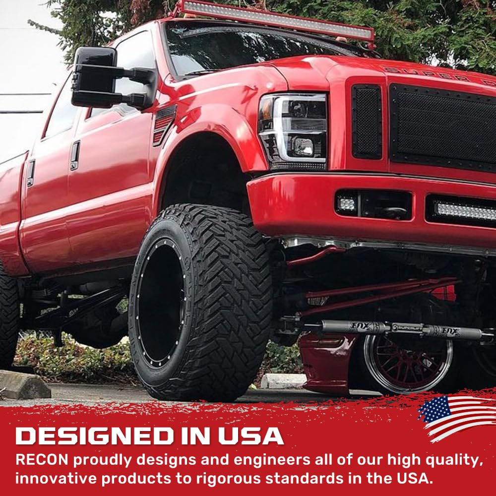 RECON - Premium Projector Headlights Fits 2008-2010 Super Duty (F250 F350 F450 F550) OLED Halos, DRL - Smoked Lens