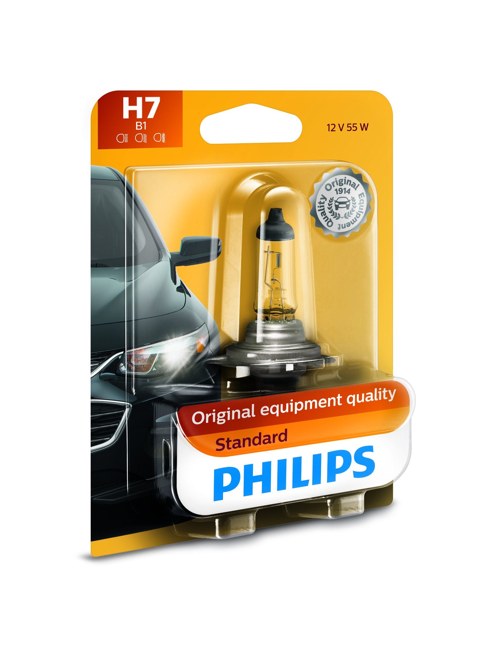 H7 Philips 12972B1 Standard Halogen Replacement Headlight Bulb, 1 Pack