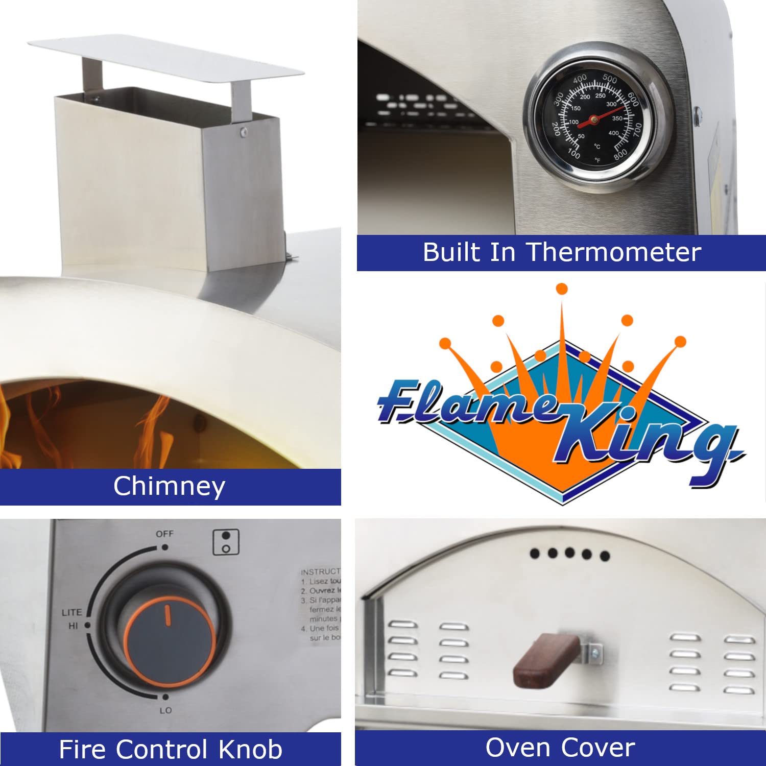 Flame King Outdoor Pizza & Food Propane Gas Oven for Camping, Backyard, Tailgating