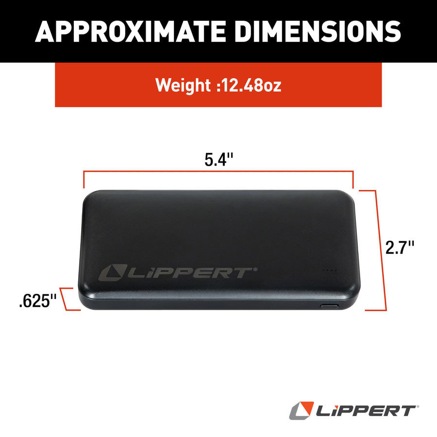 Portable Lippert Replacement 10,000 mAh Power Bank Battery Pack for Heated Camping Chairs with Charging Cord, Micro USB/Type-C Input, Two DC 5V 2A Outputs, Compact, Travel-Ready - 2024043405