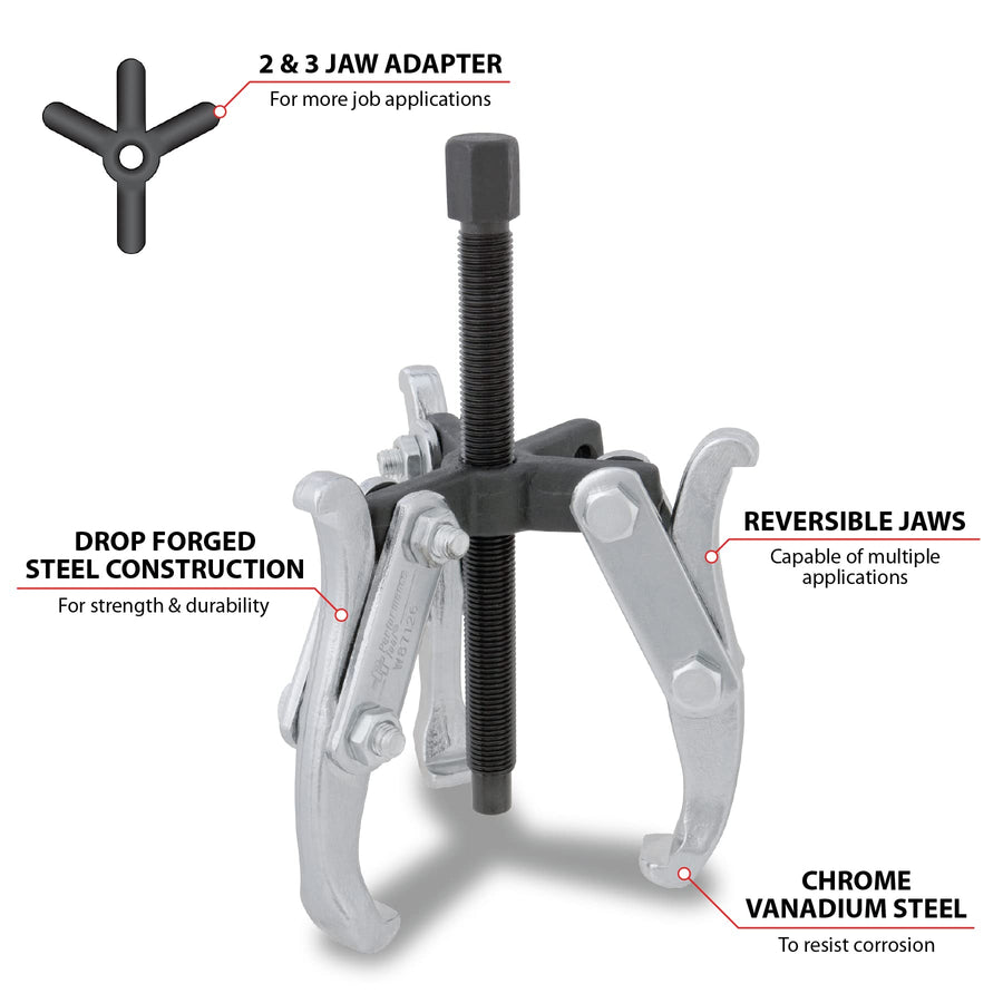 W87126 Performance Tool 2/3 Jaw Gear Puller with 3-1/4-Inch Reach X 7-Inch Spread