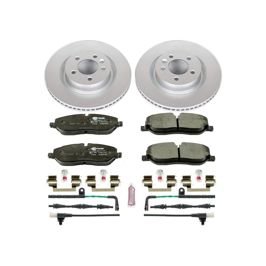 Power Stop ESK4615 Euro-Stop Front Brake Kit L& Rover and 1 Front Sensor Wire For Land Rover LR3 2005-2009 [Model Specific]