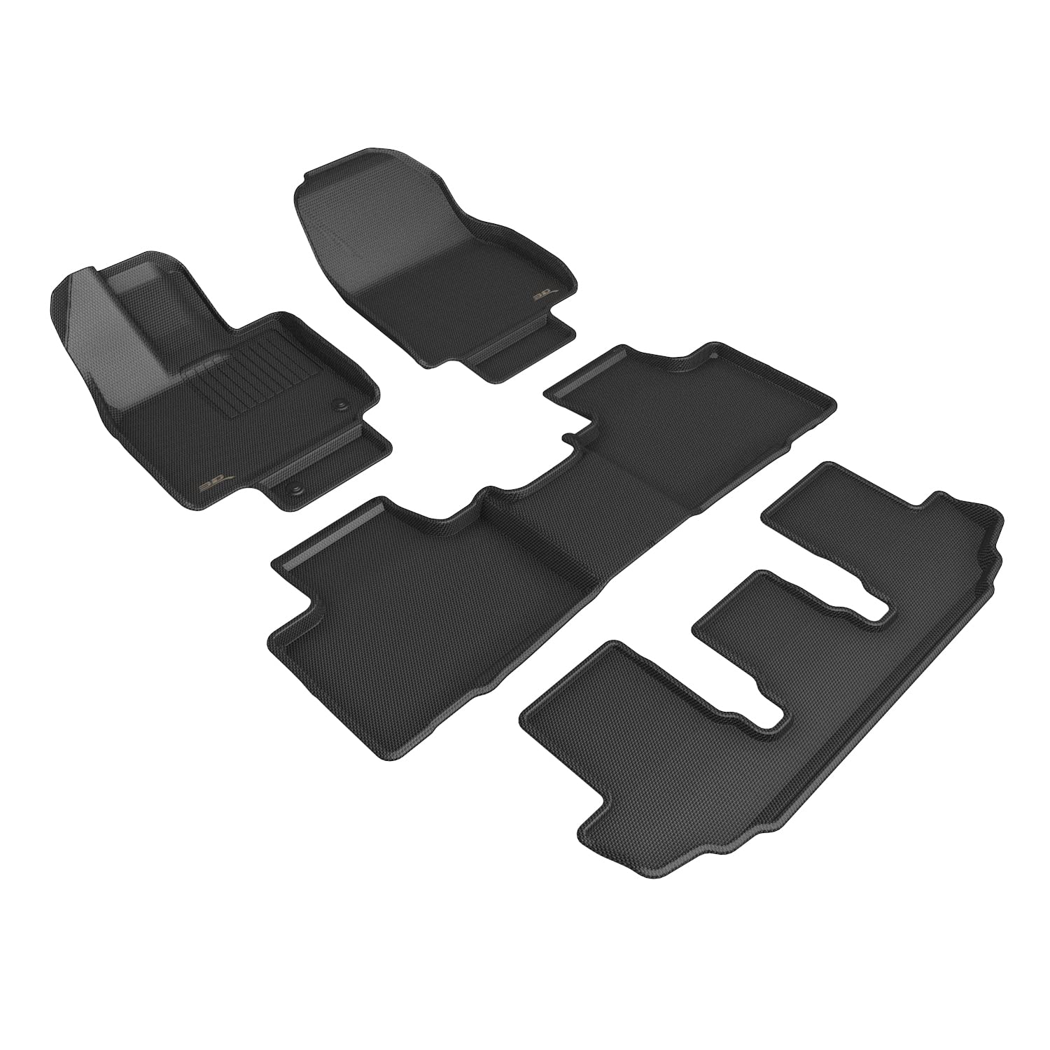 Kagu Floor Mat 3D MAXpider Custom Fit (Black) Compatible with Toyota Highlander 6-Seat Gasoline 2020-2026 Second Row Bucket Seat - Full Set