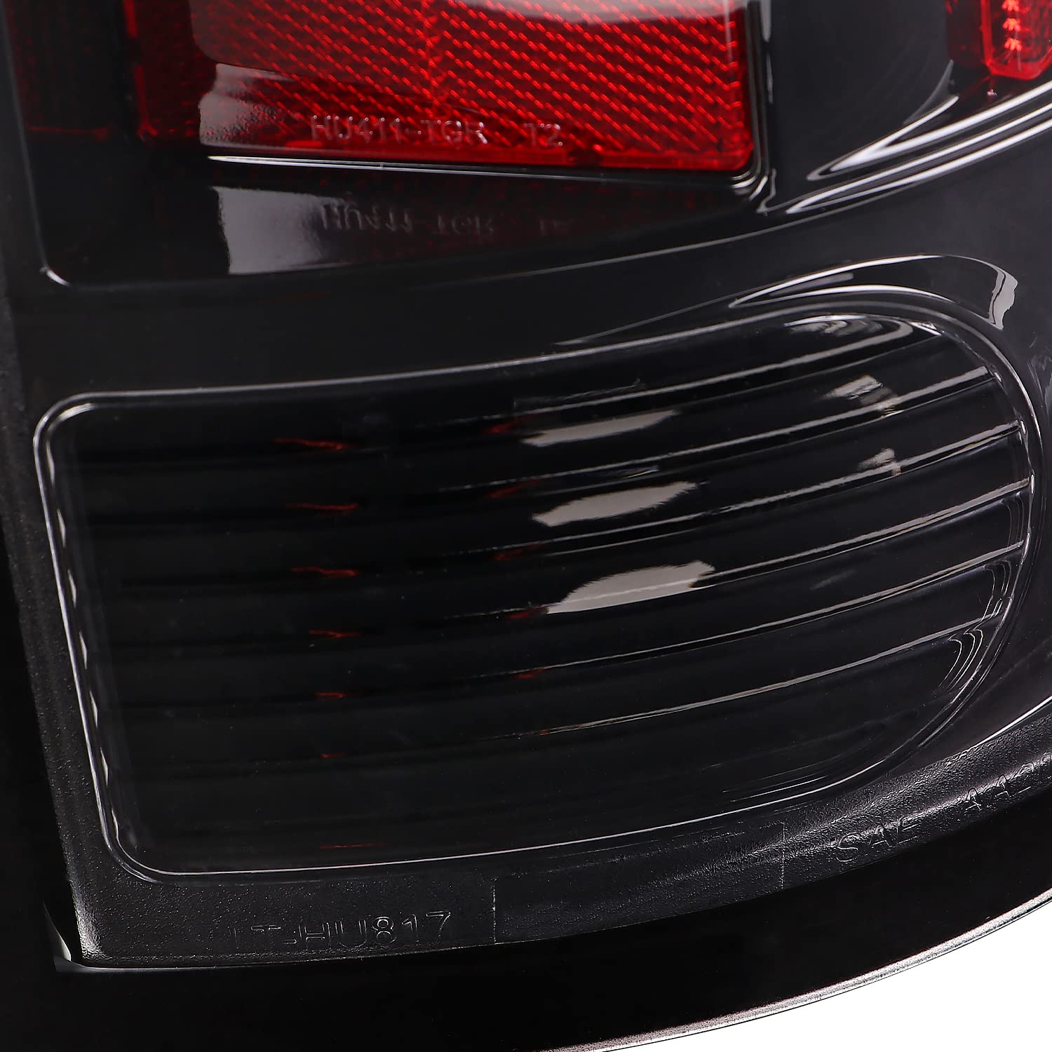 Jet Black LED Tail Lights SPEC-D TUNING w/Red LED Light Bar Compatible with 2009-2018 Dodge Ram 1500, 2010-2018 Dodge Ram 2500/3500, Left + Right Pair Assembly