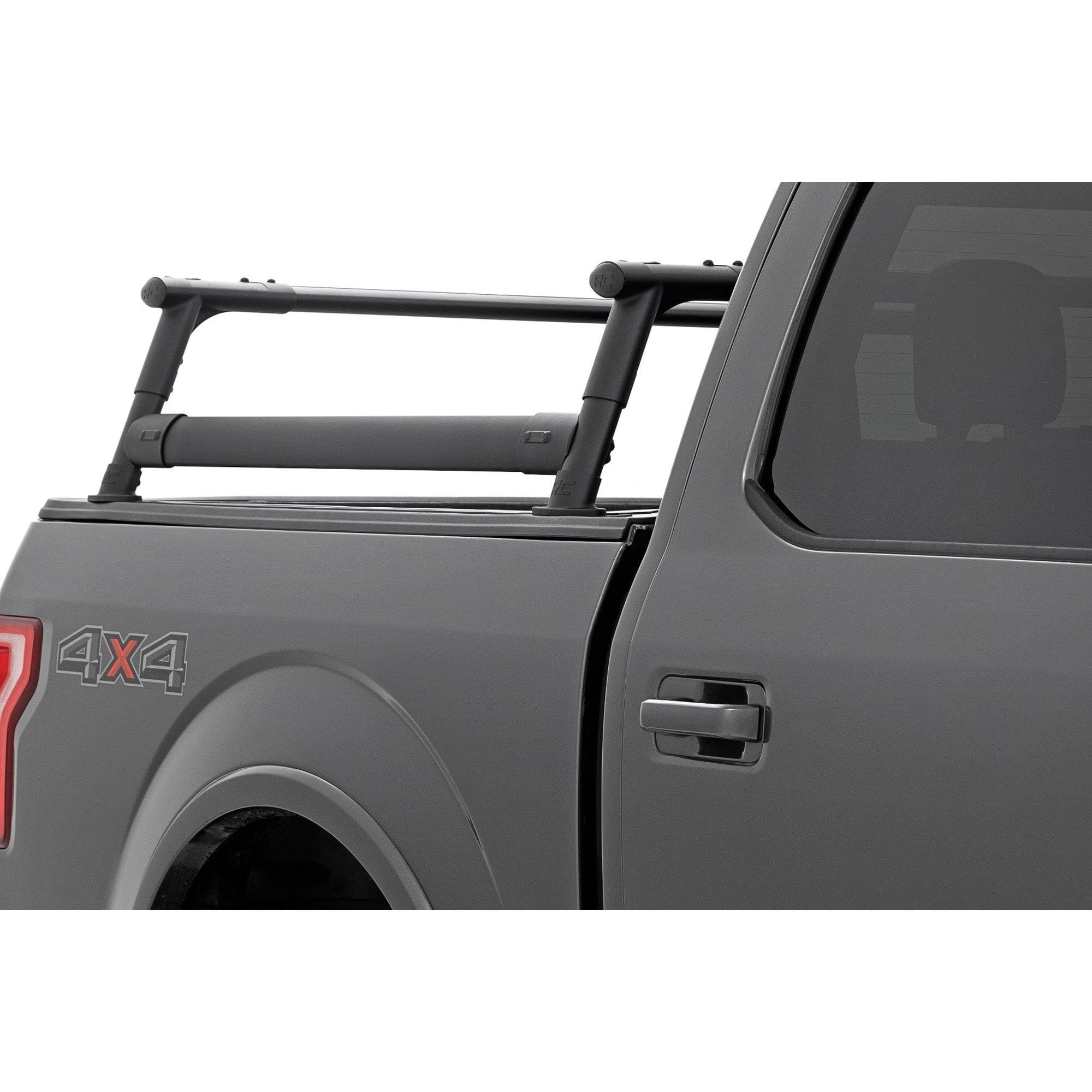 Rough Country Half-Height Bed Rack for F-150 Ford (2015-2025) - Modular Aluminum Truck Rack for Bikes, Tools, Camping & Recovery Gear