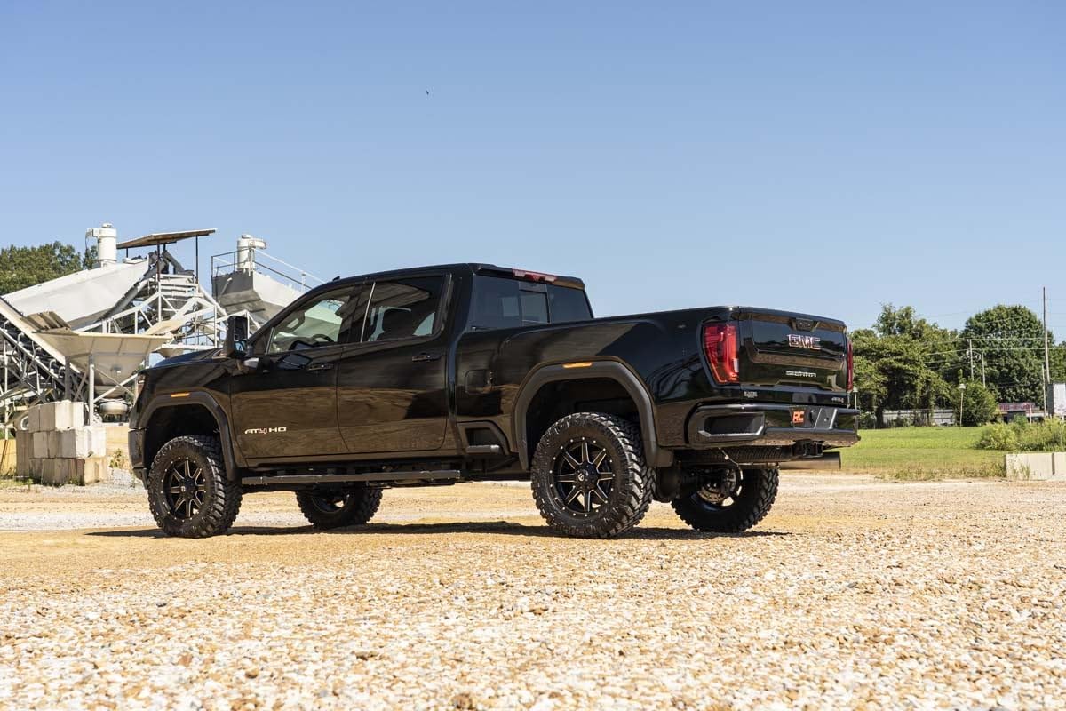 3" Suspension Lift Kit Rough Country for Chevy Silverado & GMC Sierra 1500 (2020-2026 w/No Rear Factory Overload Springs) - Vertex Reservoir Shocks, Red Control Arms