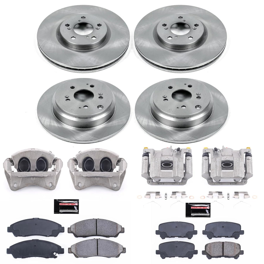Power Stop Autospecialty KCOE5369A Front & Rear Caliper Brake Kit- Brake Rotors, Ceramic Brake Pads and Brake Calipers For Honda Pilot 2009-2011 [Model Specific]