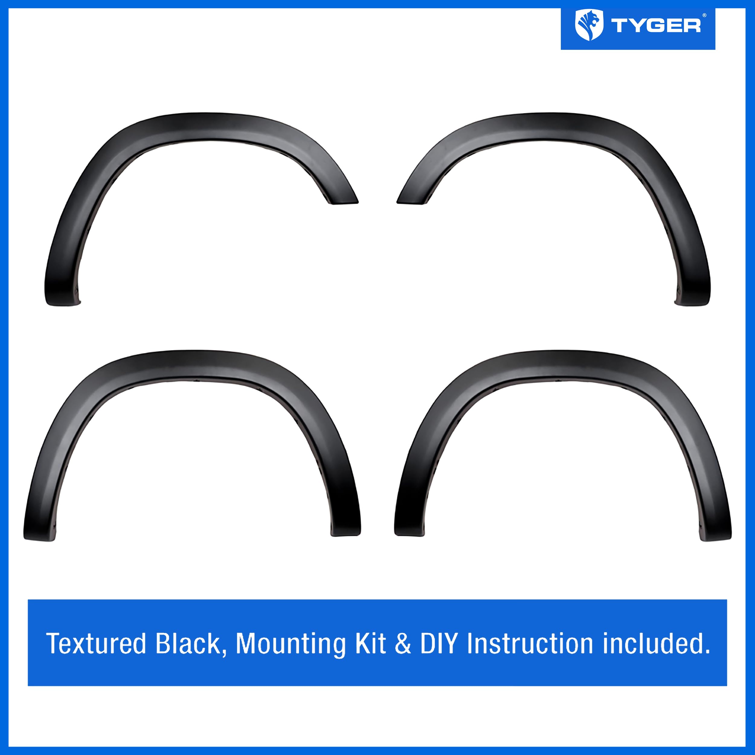 Tyger Auto Fender Flare 2019-2024 Compatible with Ram 1500 (Not Fit Classic; Rebel; Warlock; TRX), Fine-Textured Black Paintable Factory Style 4pc | TG-FF6D4328