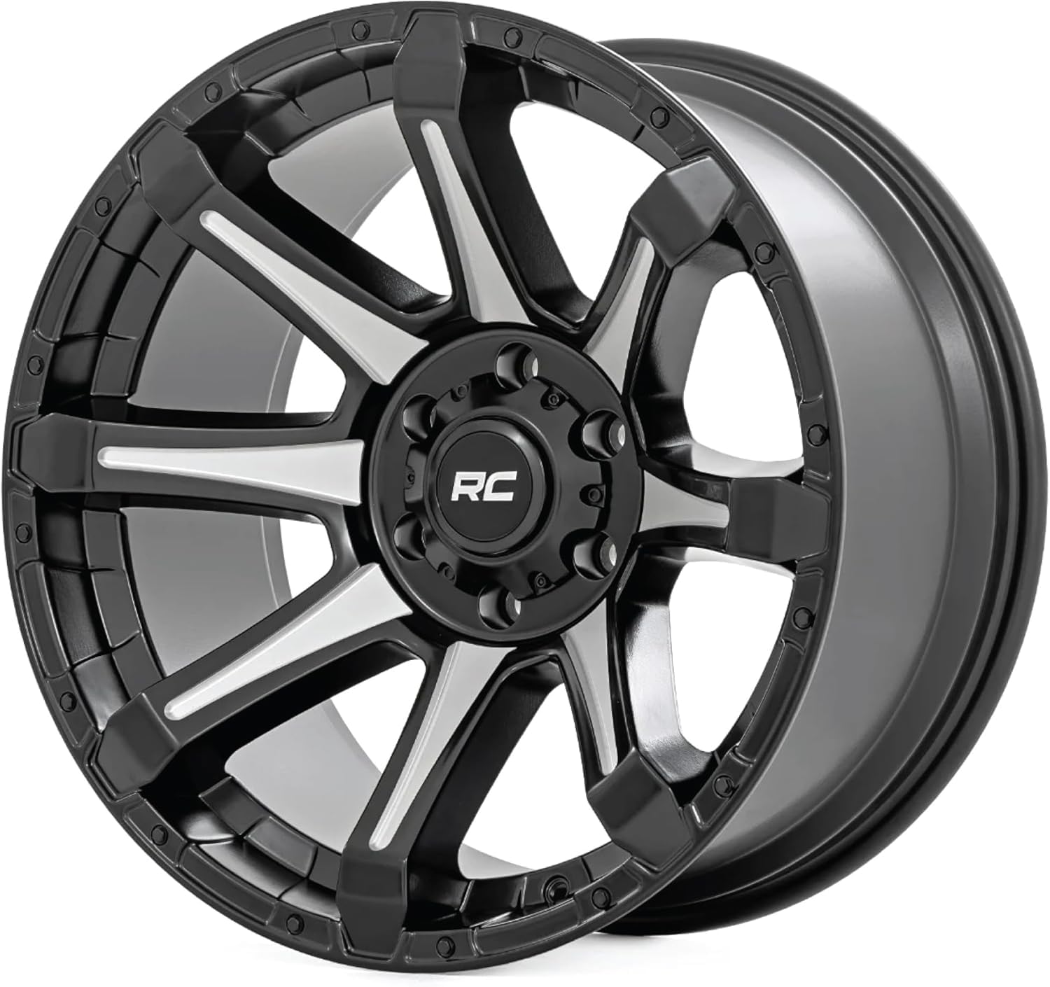 20x9 Rough Country One-Piece 81 Series | 8x180 | +0mm Offset-81200906M Gloss Black Wheel with Machined (20 x 9. inches /8 x 180 mm, 0 mm Offset)