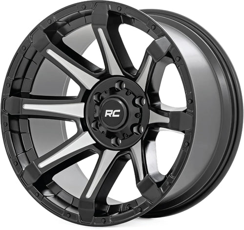 20x9 Rough Country One-Piece 81 Series | 8x180 | +0mm Offset-81200906M Gloss Black Wheel with Machined (20 x 9. inches /8 x 180 mm, 0 mm Offset)