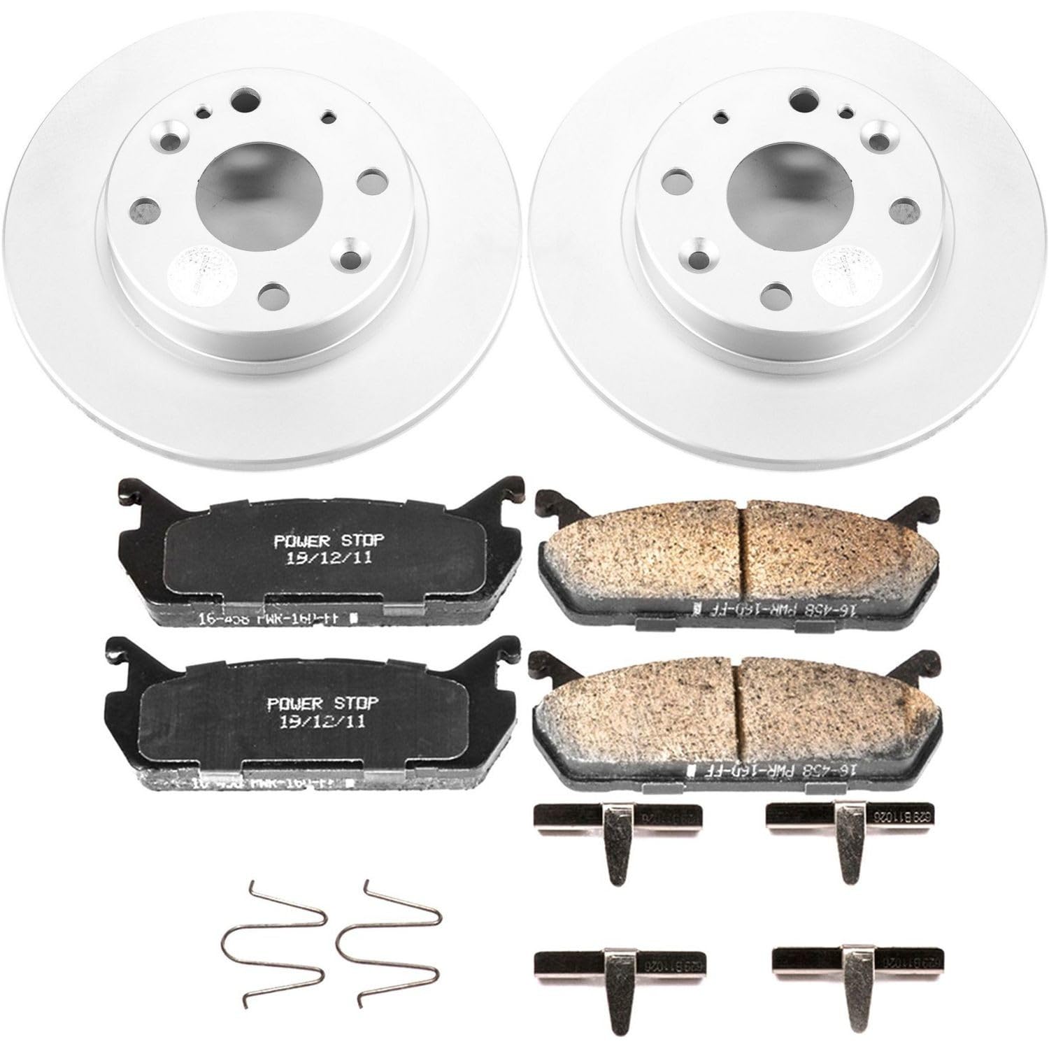 Power Stop Coated Brake Rotor and CRK719 Ceramic Brake Pads- Rear For Mazda Miata 1990-1993 [Model Specific]