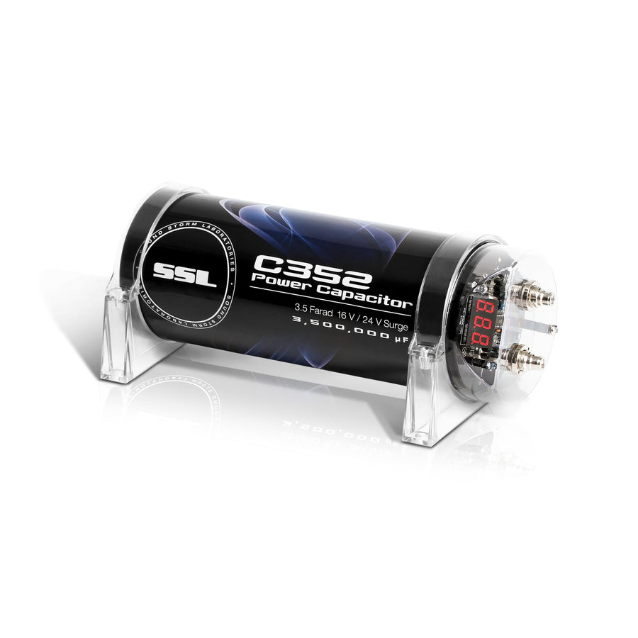 C352 Sound Storm Laboratories Car Audio Capacitor – 3.5 Farad, Energy Storage, Enhance Bass from Stereo, for Amplifier and Subwoofer, Warning Tones, LED Voltage Meter