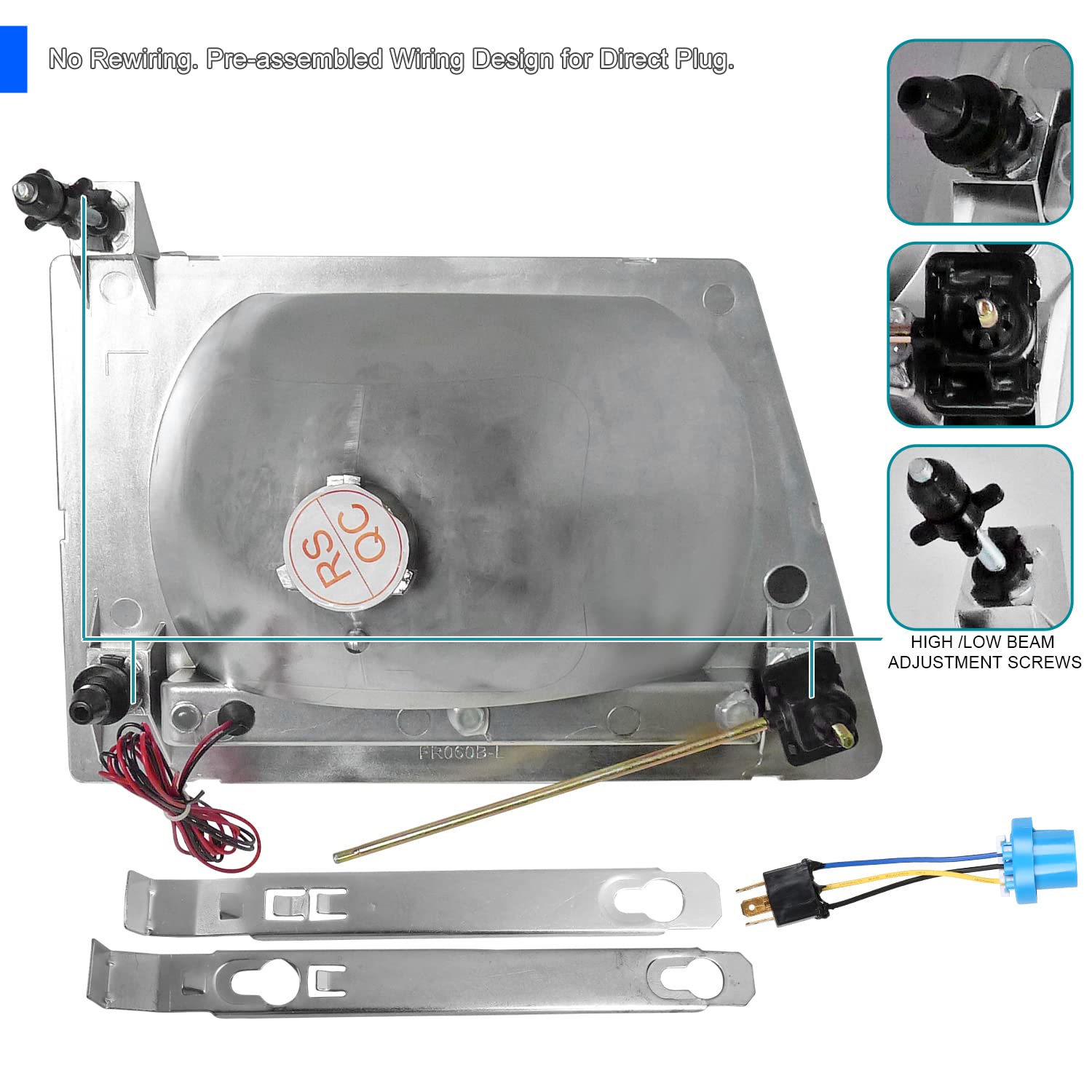 Econoline Van Head Light W/Corner Clear Comopatible with 1992-2006 Ford SPEC-D TUNING Left + Right Pair