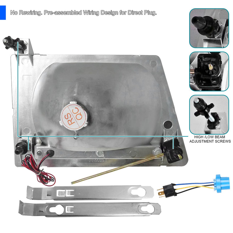 Econoline Van Head Light W/Corner Clear Comopatible with 1992-2006 Ford SPEC-D TUNING Left + Right Pair