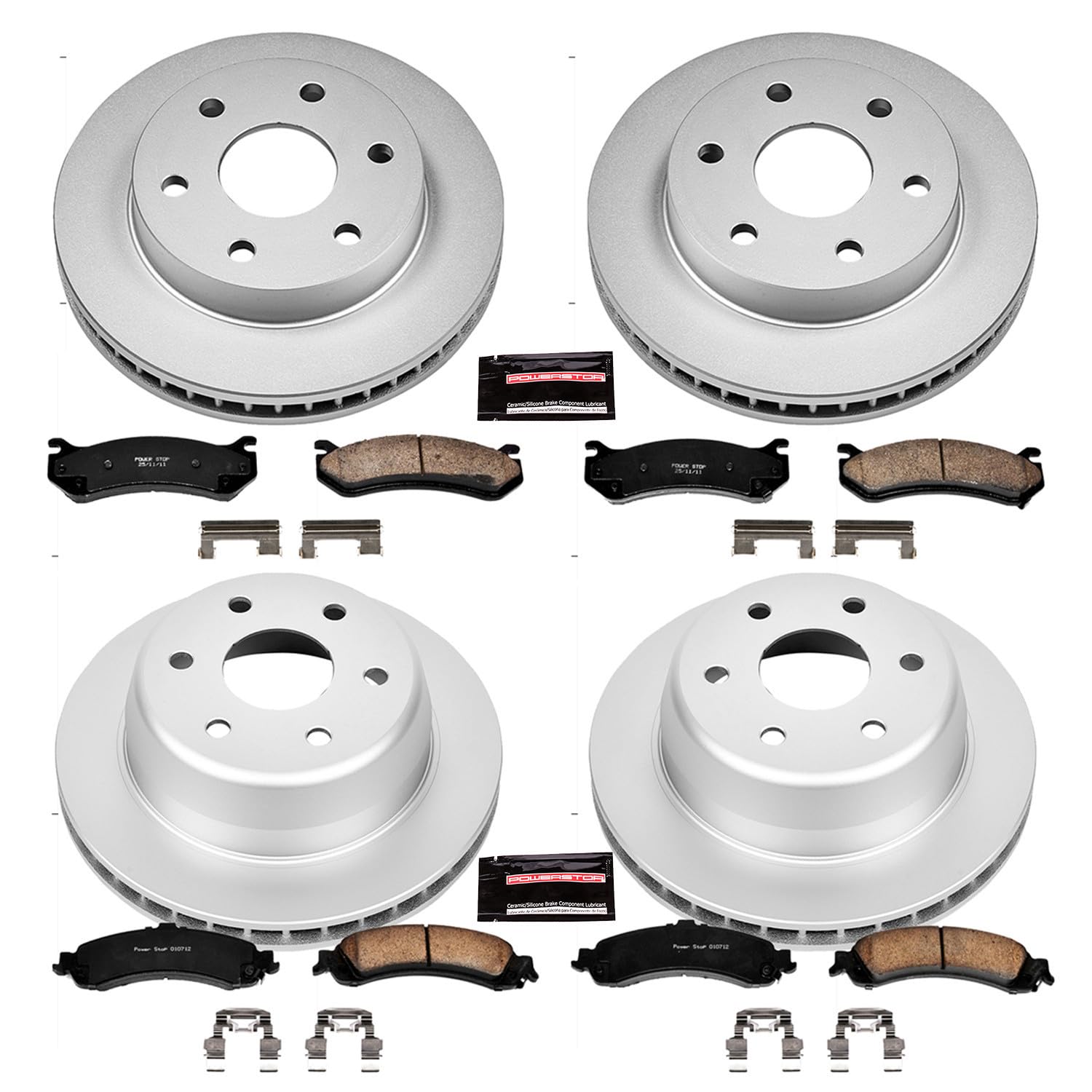 Power Stop Coated Brake Rotor & Ceramic Brake Pads CRK2015- front & rear