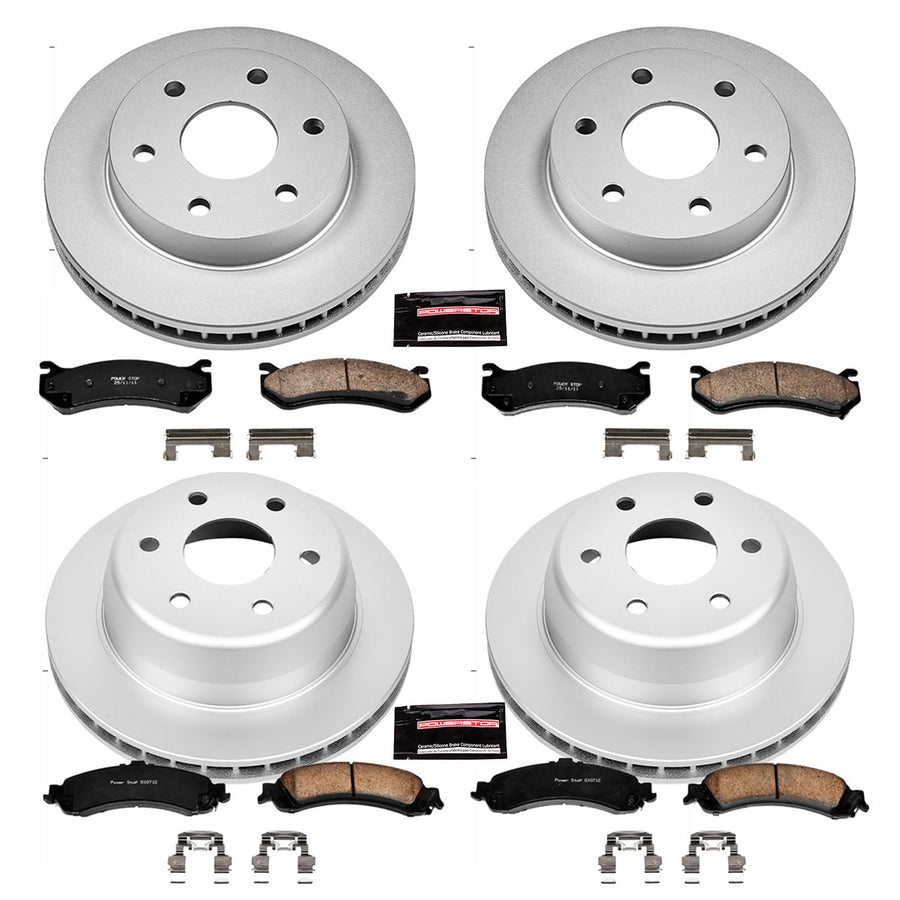 Power Stop Coated Brake Rotor & Ceramic Brake Pads CRK2015- front & rear