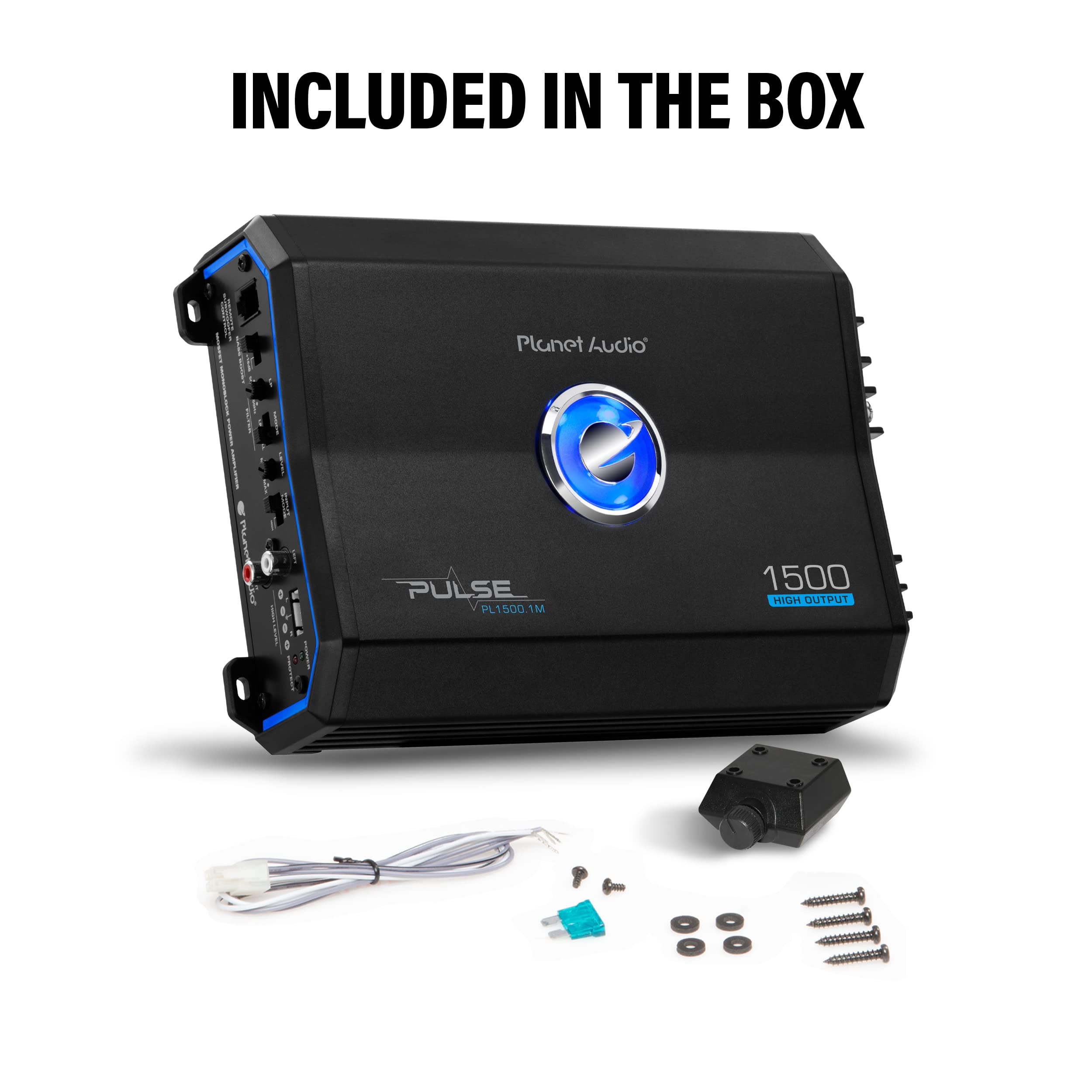 Planet Audio Monoblock PL1500.1M Car Amplifier - 1500 Watts, 2/4 Ohm Stable, Class A/B, Mosfet Power Supply