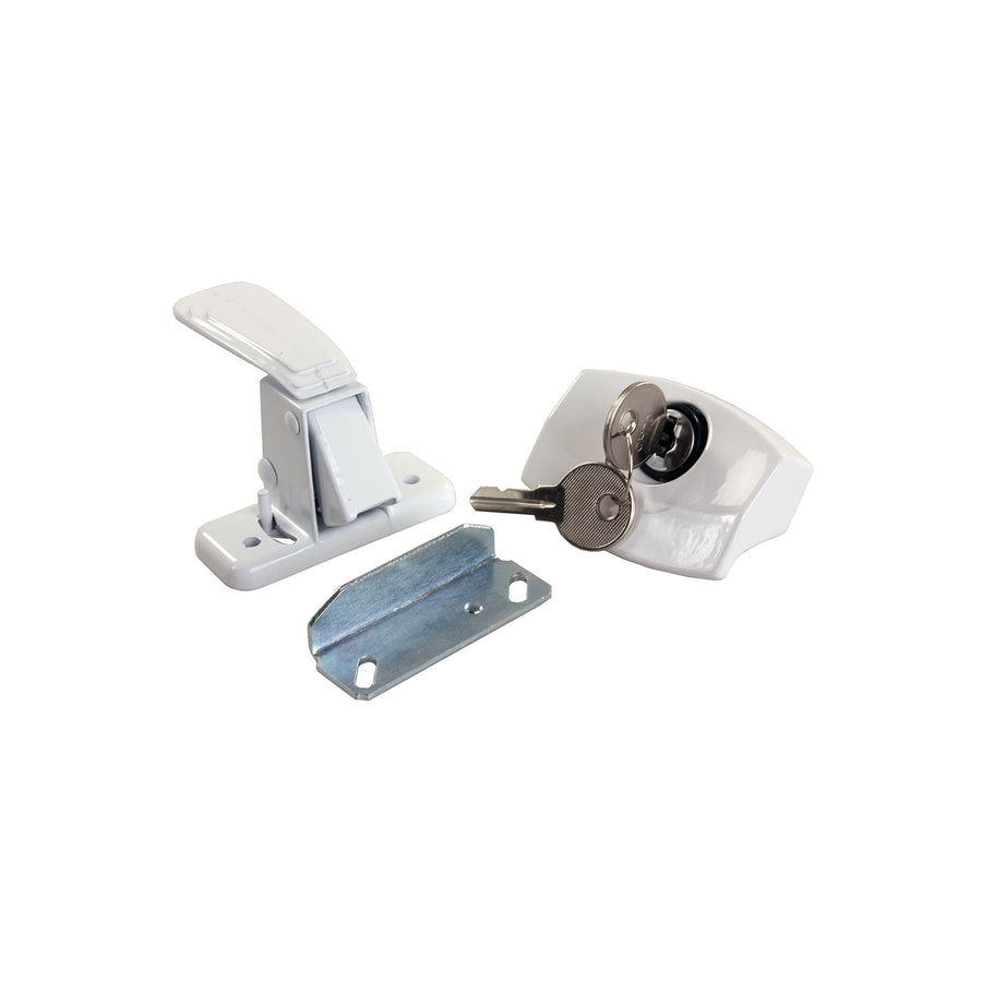 Locking JR Products Camper Door Latch 11685 White