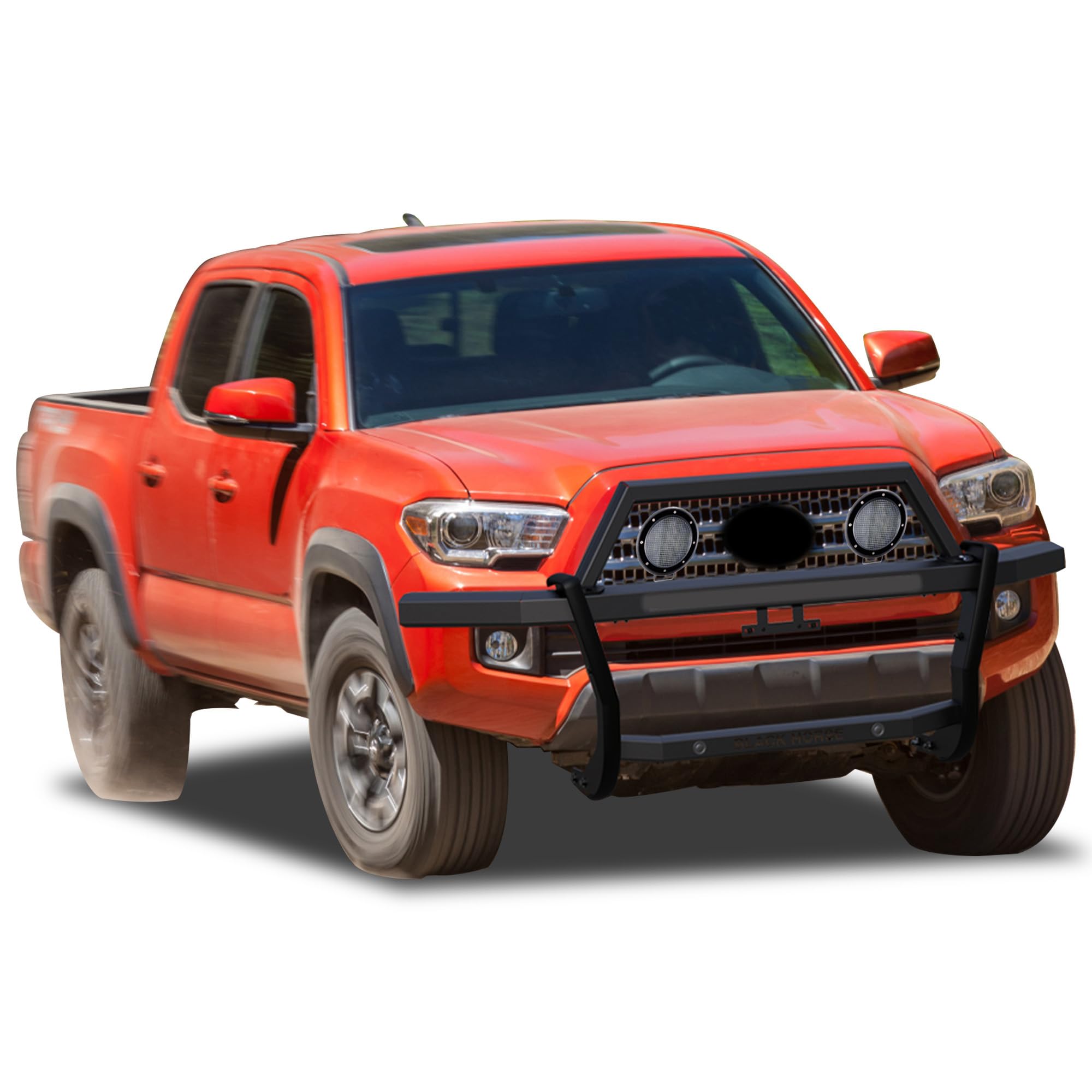 Rambler Black Horse Grille Guard Kit Modular Black Compatible with 2005-2023 Toyota Tacoma-RAGT01-PLFB