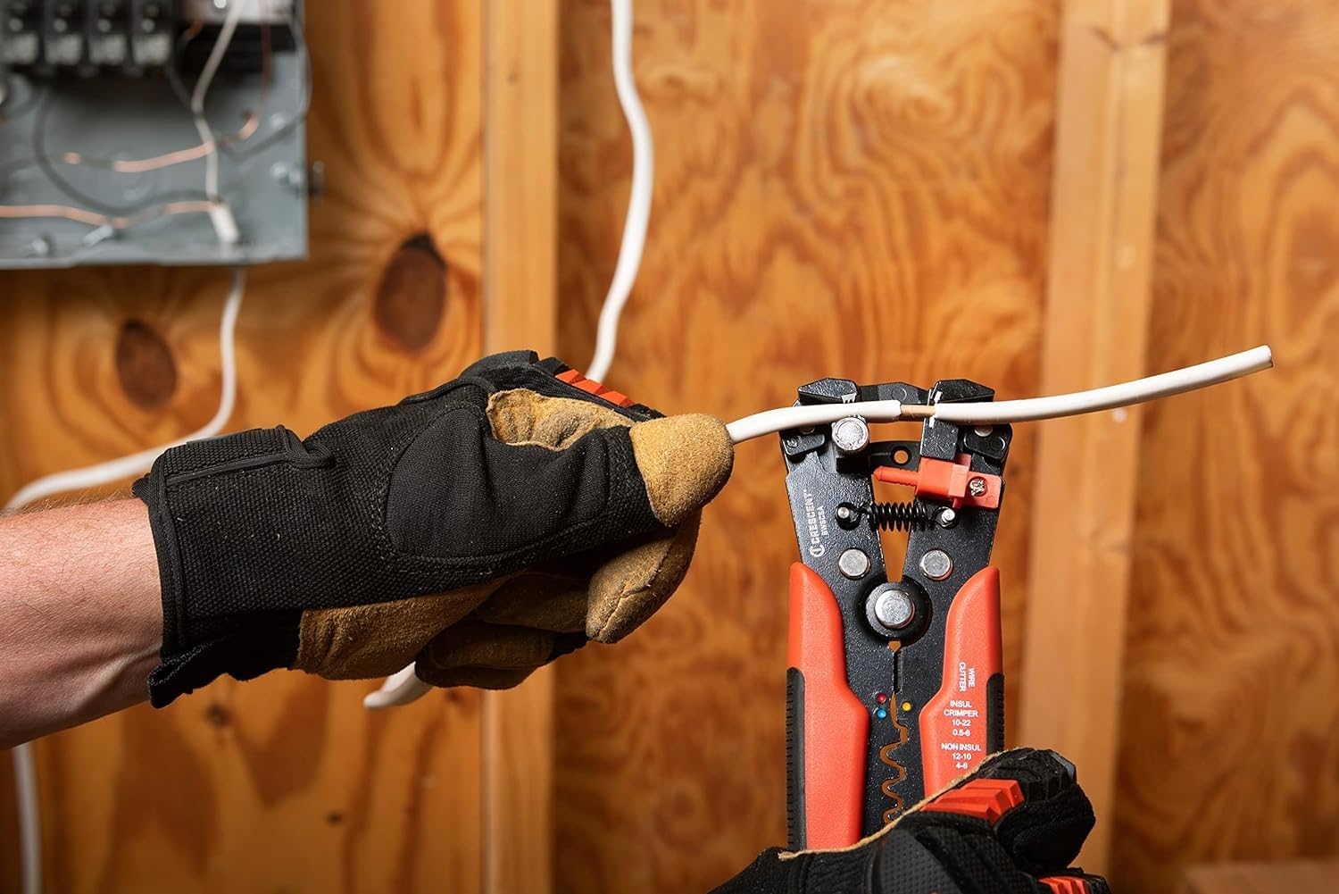 Self-Adjusting Crescent Wire Stripper & Cutter - Premium Hand Tool For Electricians - Includes Wire Crimper - 8" - 8WSCSA
