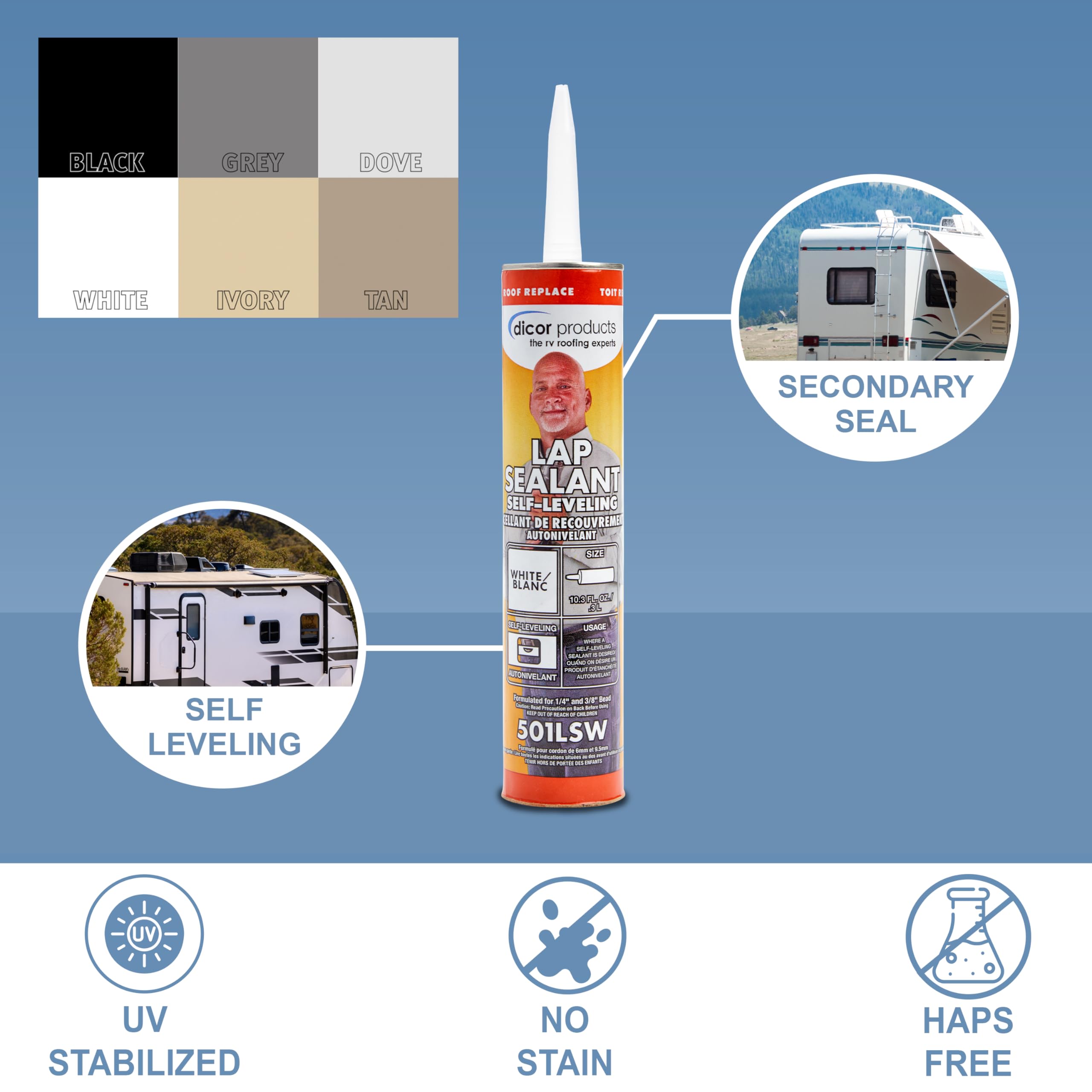 Dicor DAP Lap Sealant, 10.3 fl oz Capacity