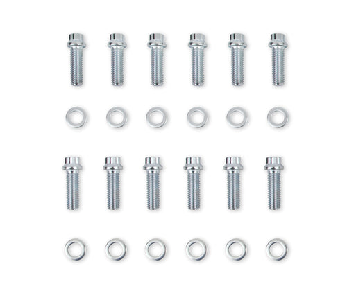 12 Pt Mr. Gasket Intake Manifold Bolt Kit Sb Chev, Silver