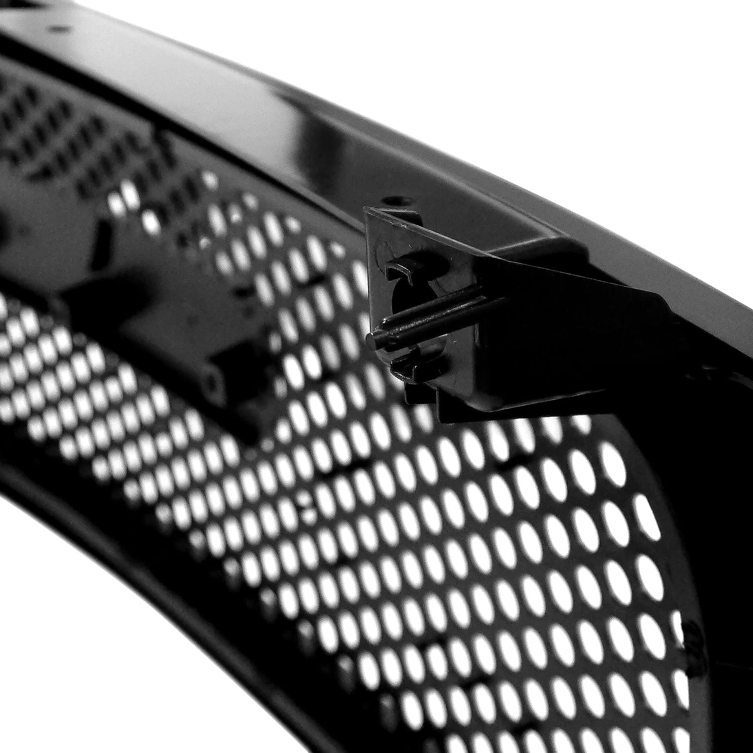Spec-D Tuning Upper Hood Round Hole Mesh Grill Black Grille Compatible with 1999-2002 GMC Sierra, 2000-2006 GMC Yukon